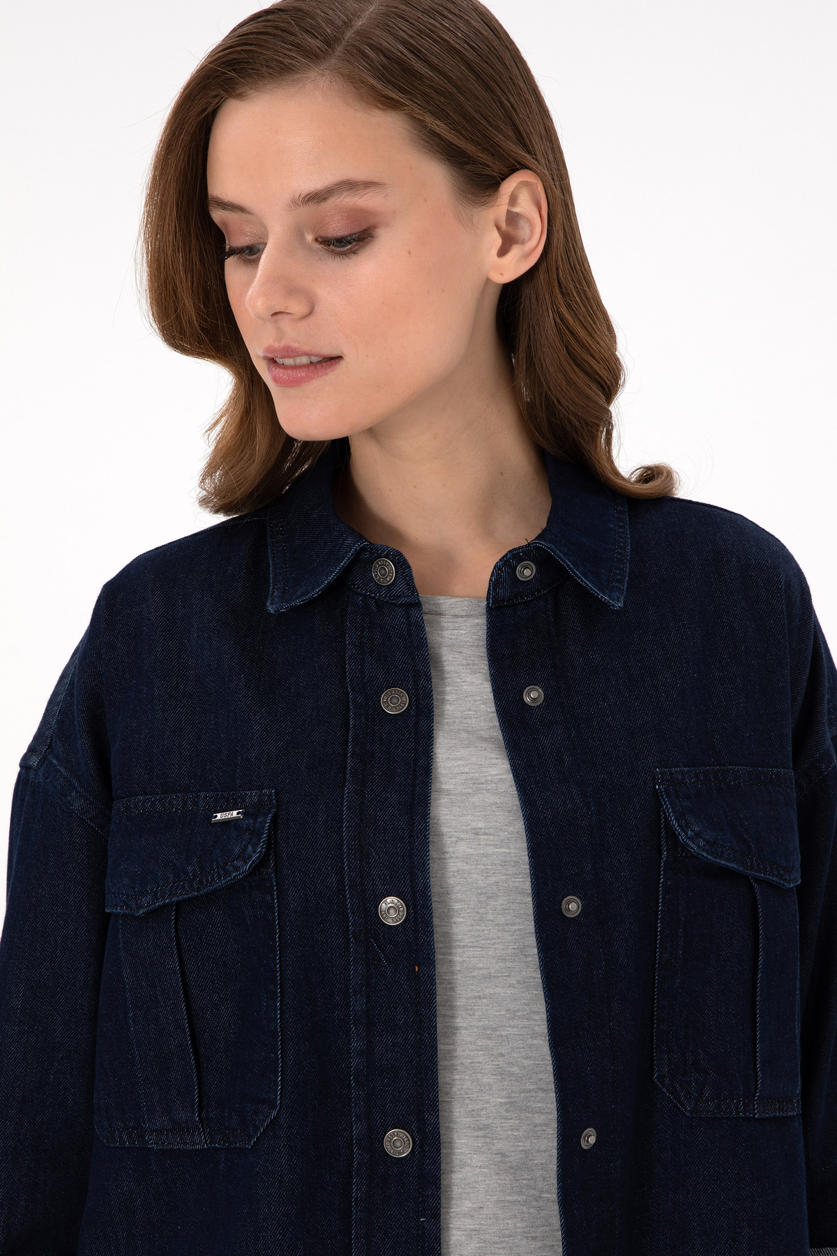 U.S. Polo Assn.  Kadın Mavi Jean Gömlek 50291123-DN0022 - Görsel 2