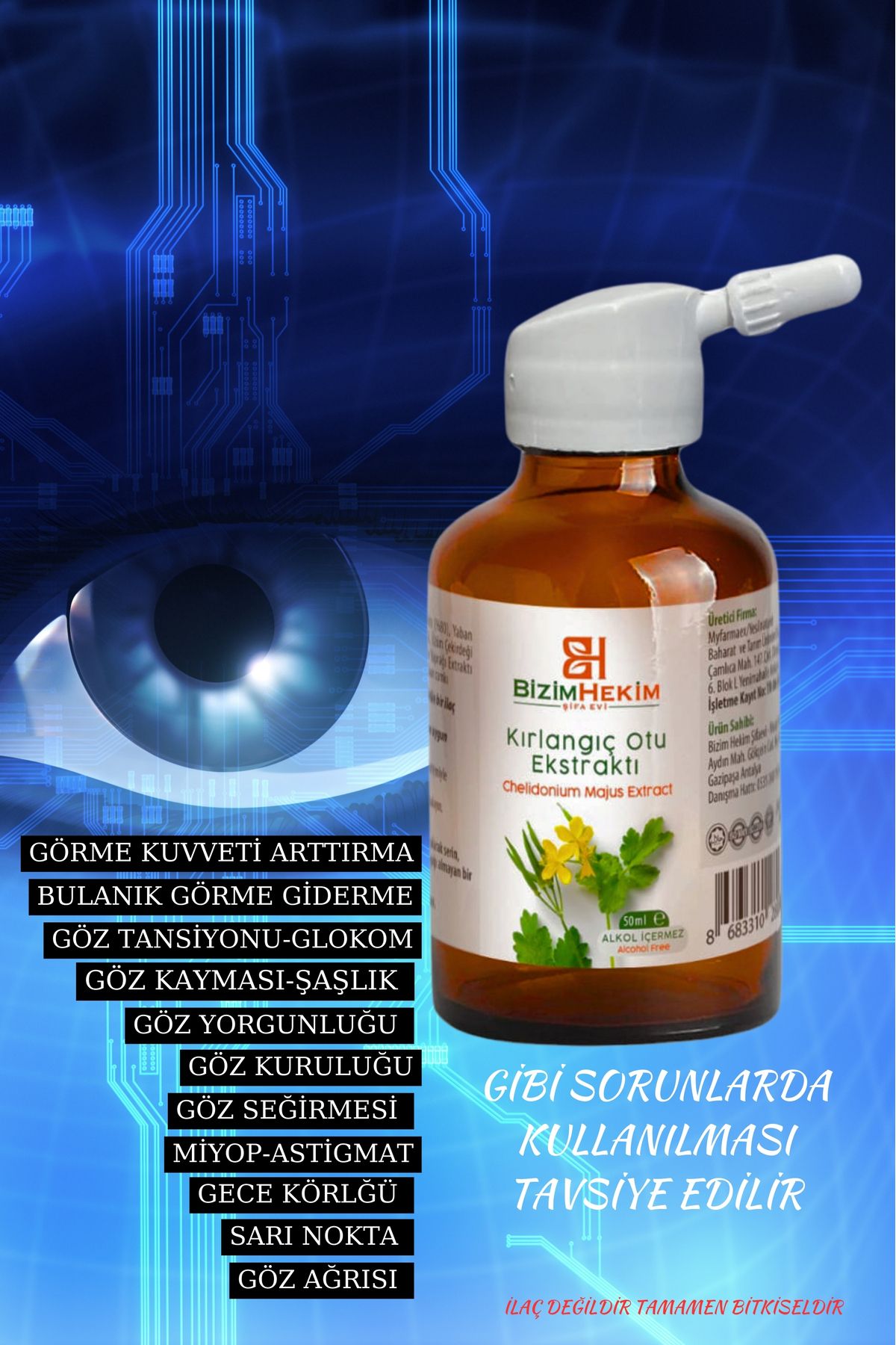 BİZİMHEKİM Kırlangıç Otu Ekstraktı 50 ml (Chelidonium Majus Extract) Kırlangıç Otu Damlası - Kırlangıç Damlası