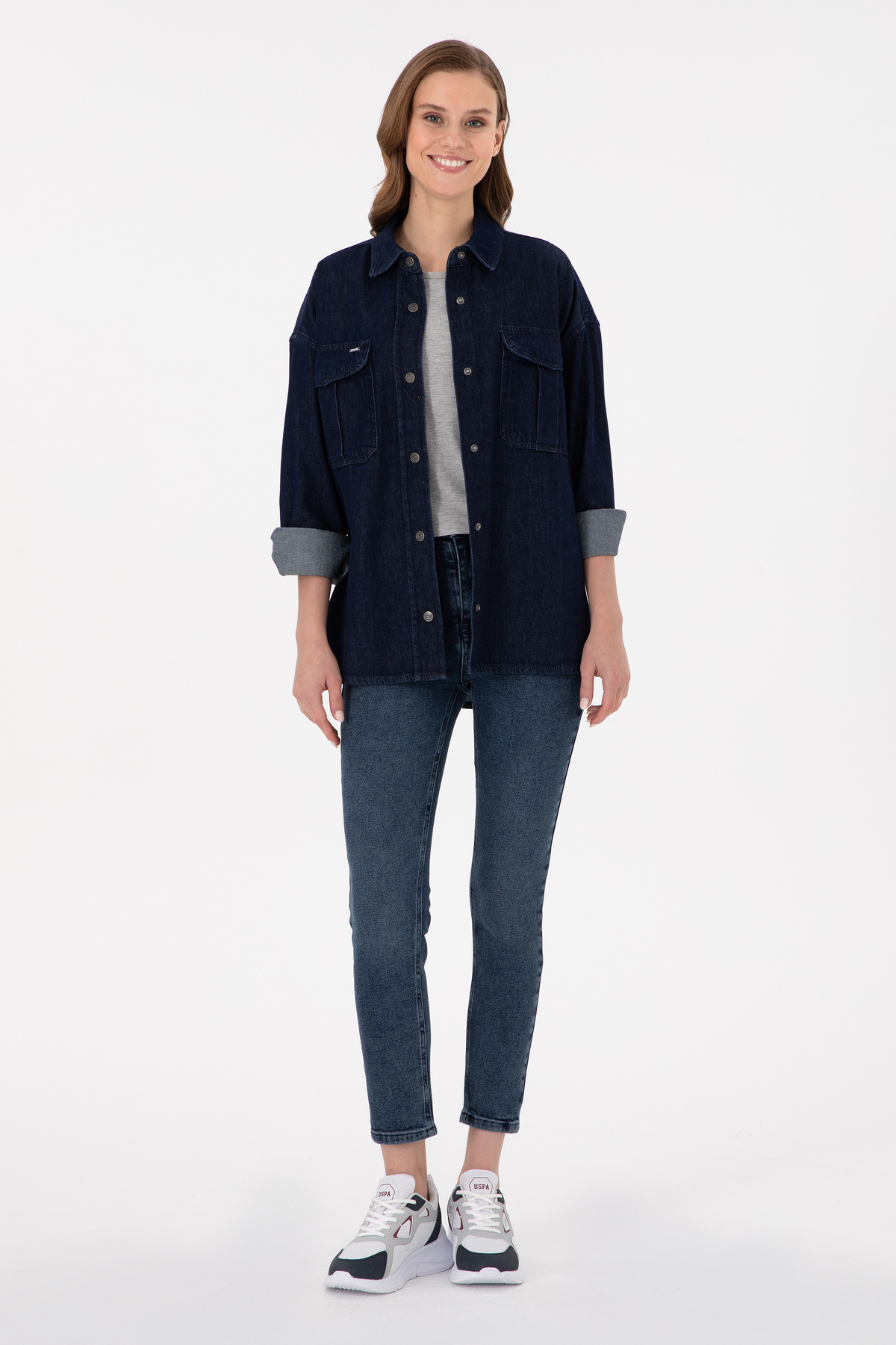 U.S. Polo Assn.  Kadın Mavi Jean Gömlek 50291123-DN0022 - Görsel 4