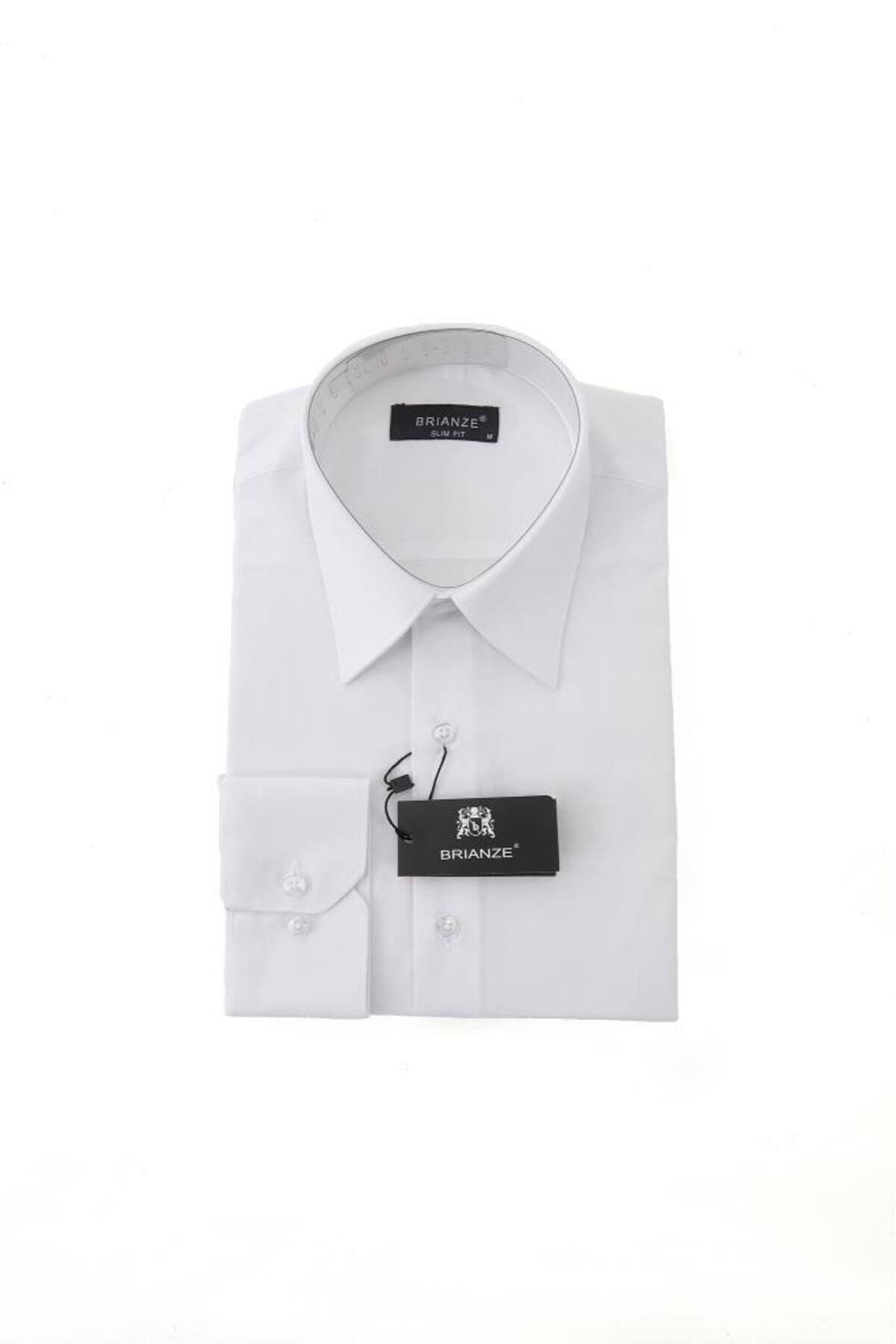 Brianze-White Tie Collar Slim Fit Shirt 6