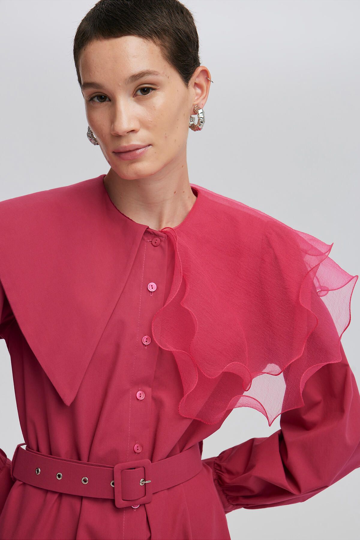 Touché Privé-Poplin Dress - Organza Collar Design 5