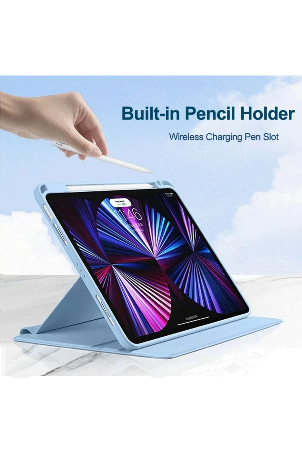 MMPSHOP-Samsung Galaxy Tab S9 Sm-X710 - Compatible Pen, Compartment Sleep Mode and Stand Tablet Case 2