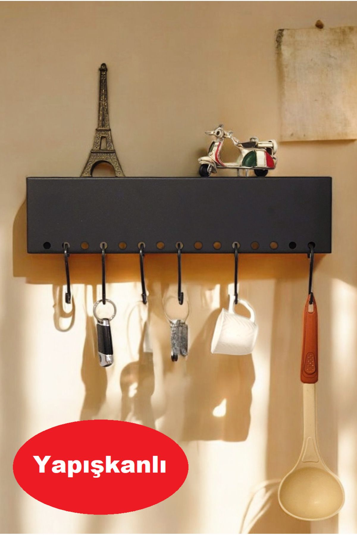 PEKA-Adhesive Wall Mounted Spice Rack with Hooks – Practical and Fashionable Organizing Solution for Kitchens 3