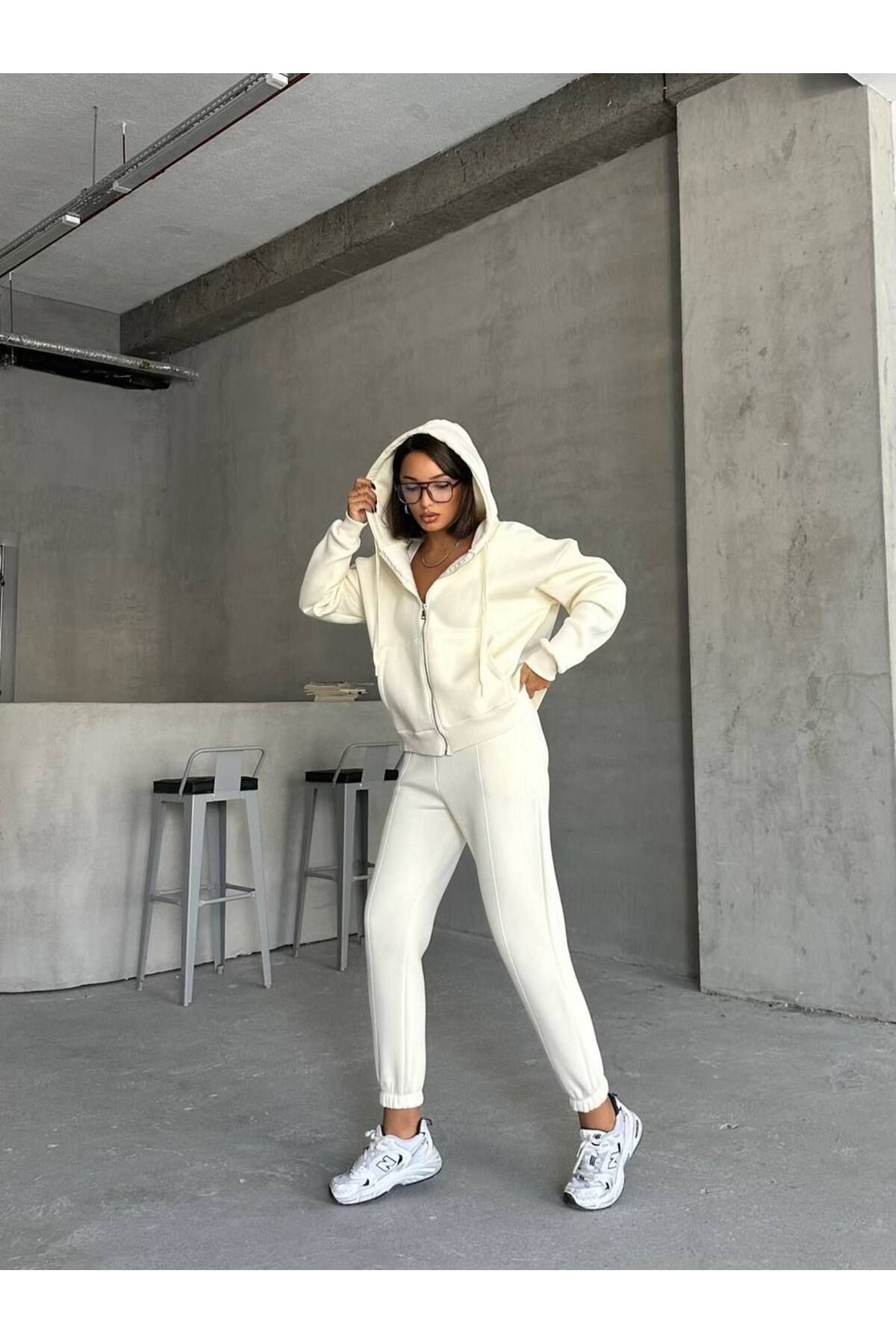 İLKCET MODA-Set de trening supradimensionat cu glugă pentru femei 3