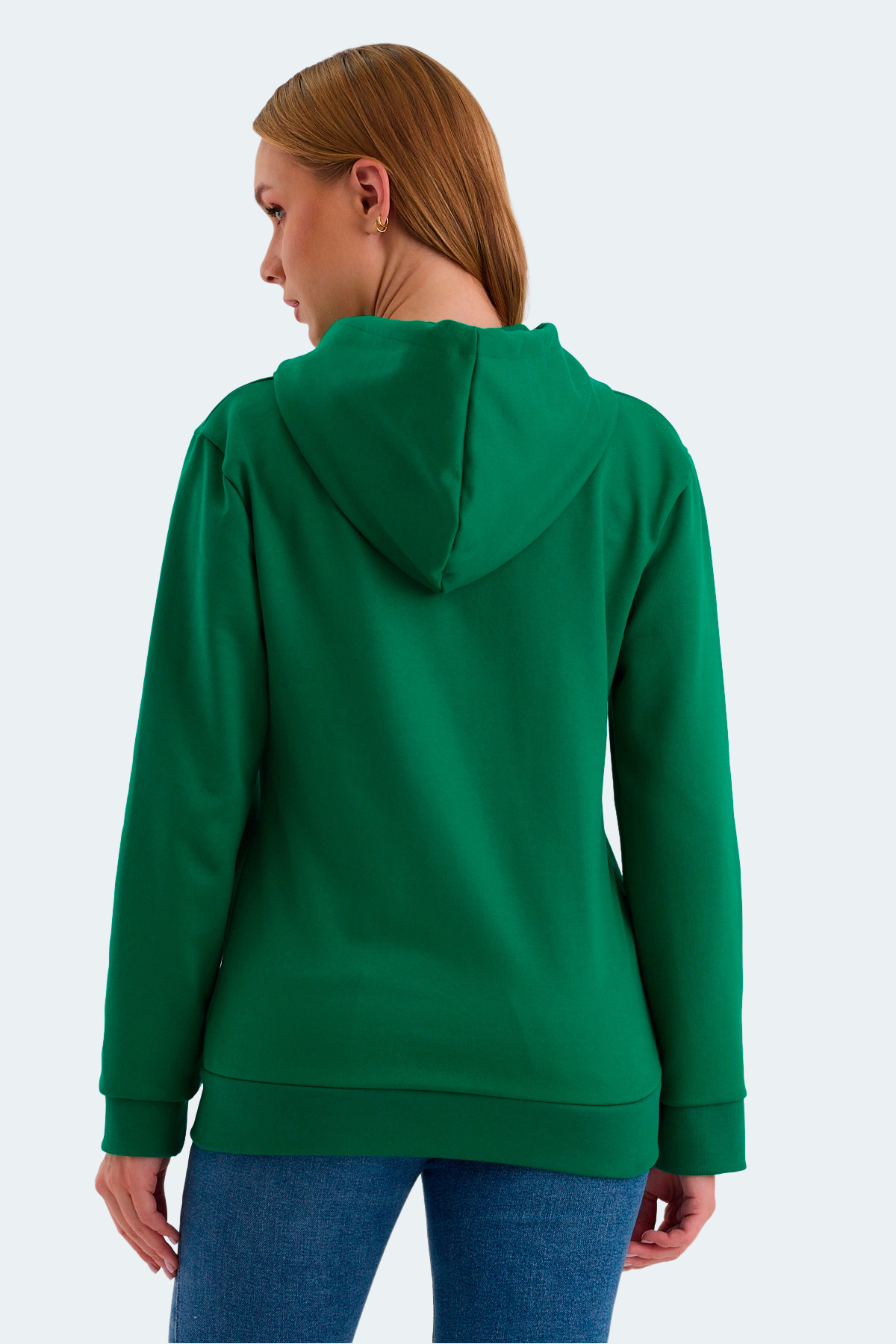 Slazenger KATYA Kadın Fermuarlı Kapüşonlu Cepli Nane Sweatshirt görsel 2