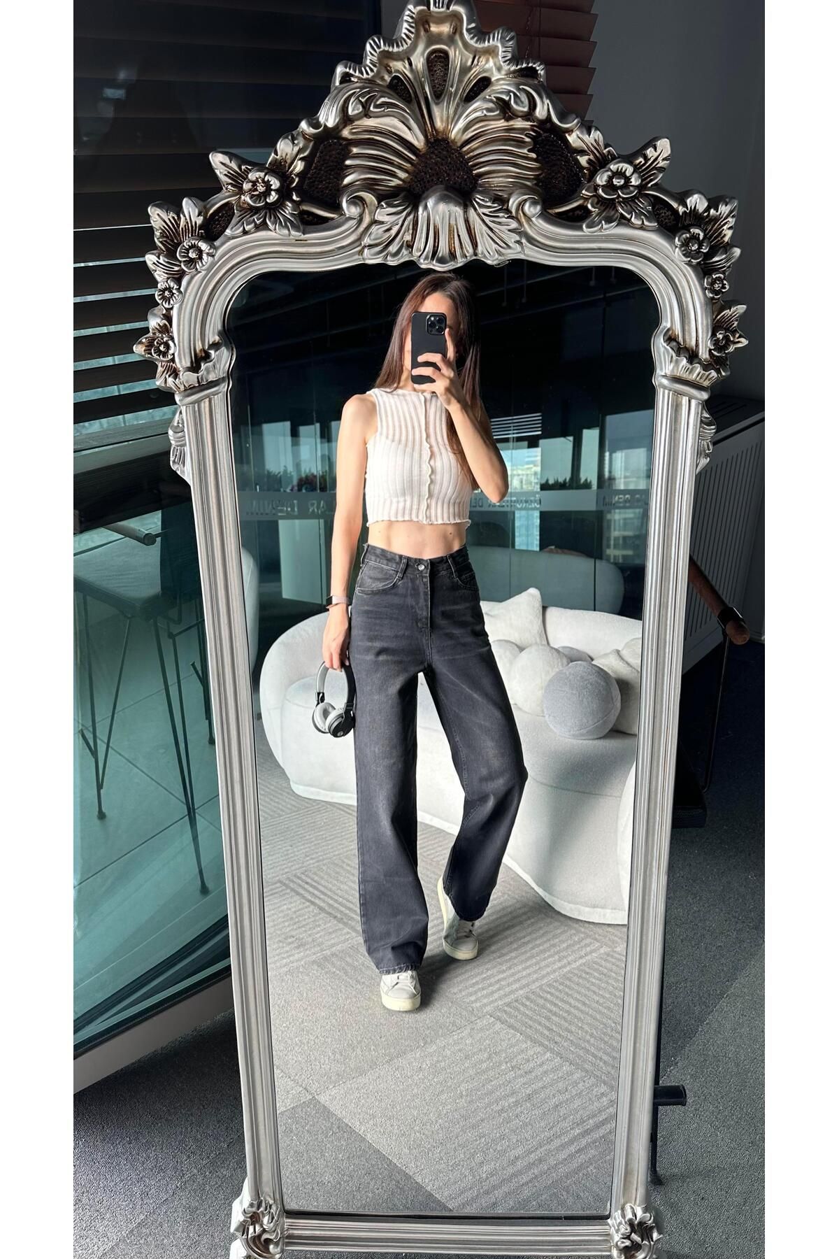 TamSeninTarzin-Jenna High Waist Palazzo Denim Trousers 1