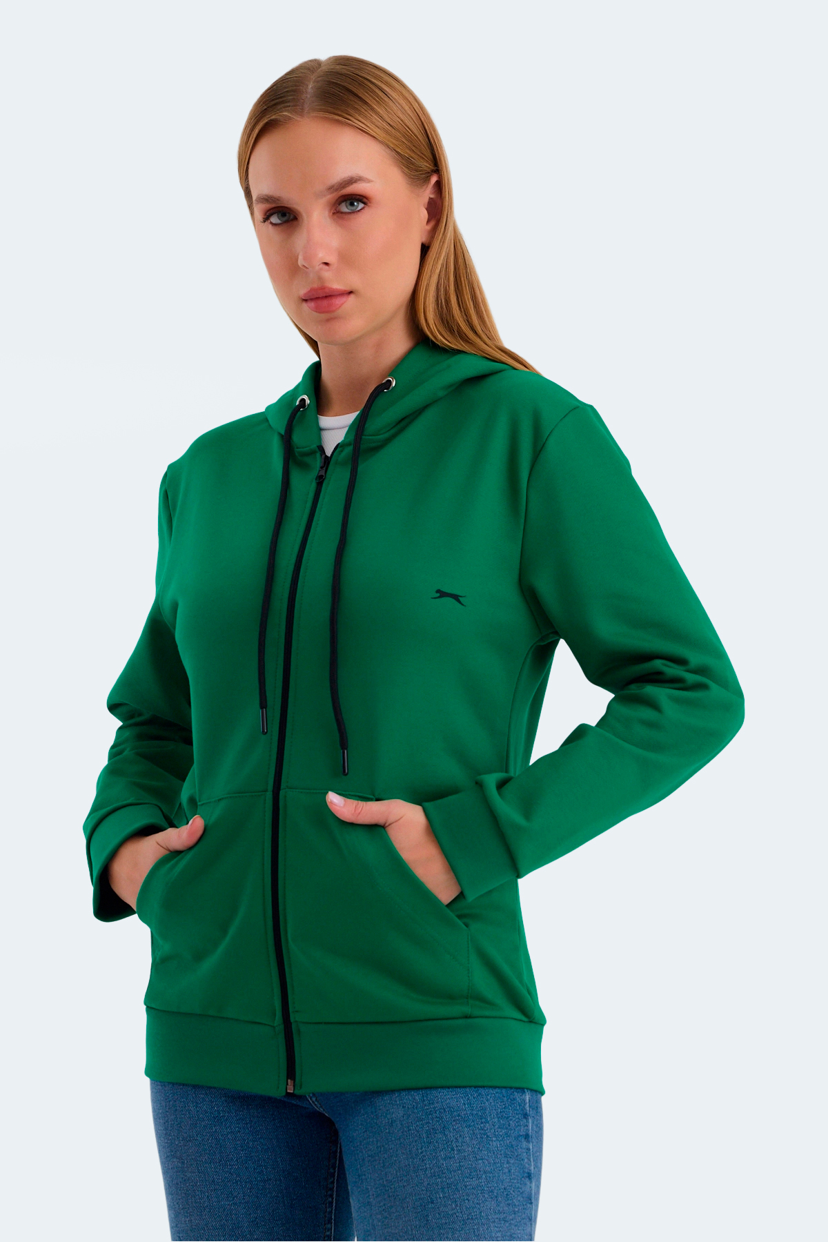 Slazenger KATYA Kadın Fermuarlı Kapüşonlu Cepli Nane Sweatshirt görsel 6
