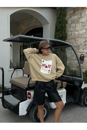 Semra Bozdoğan İçi şardonlu baskılı sweatshirt