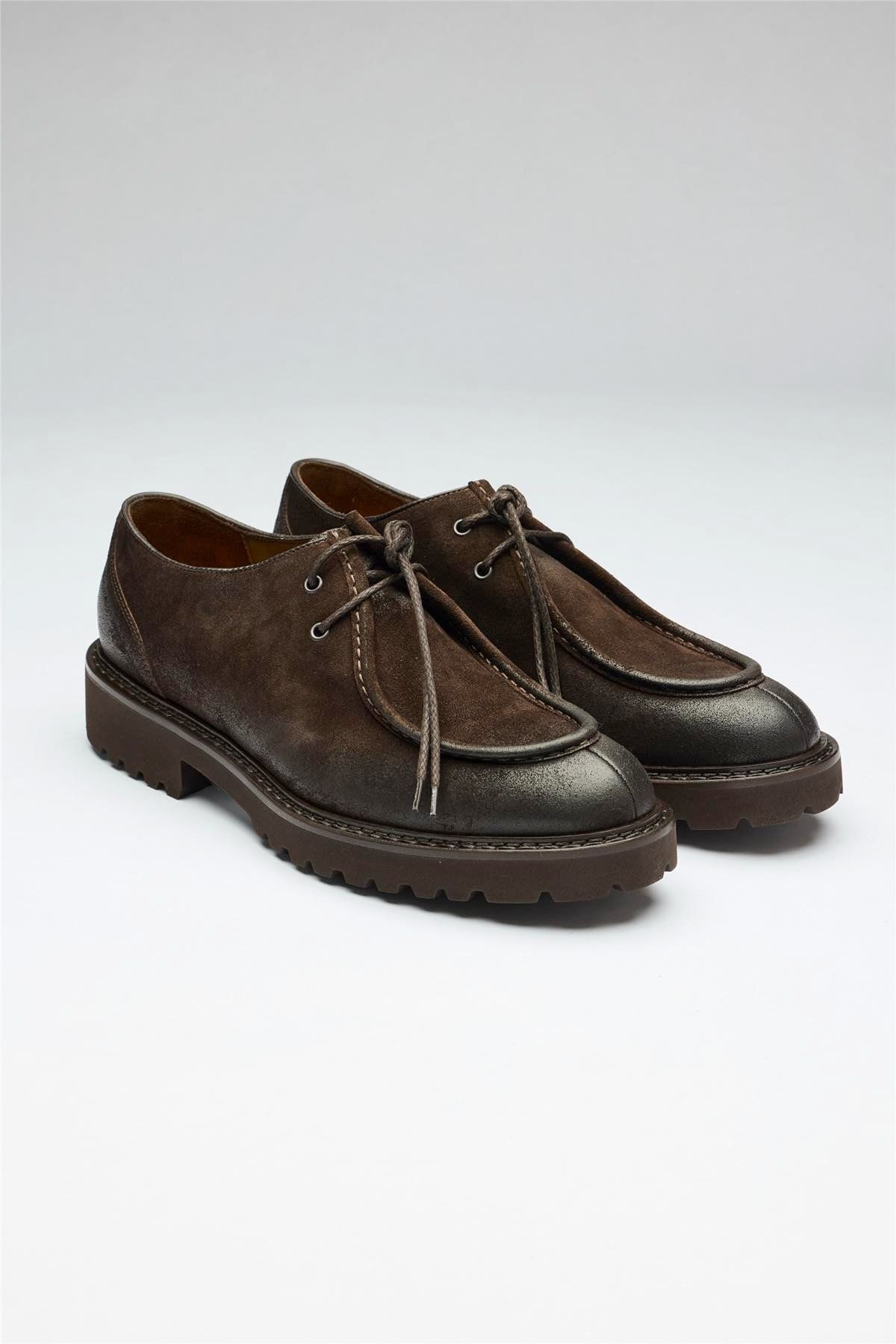 Doucals-Brown Laced Oiled Suede Shoes 5