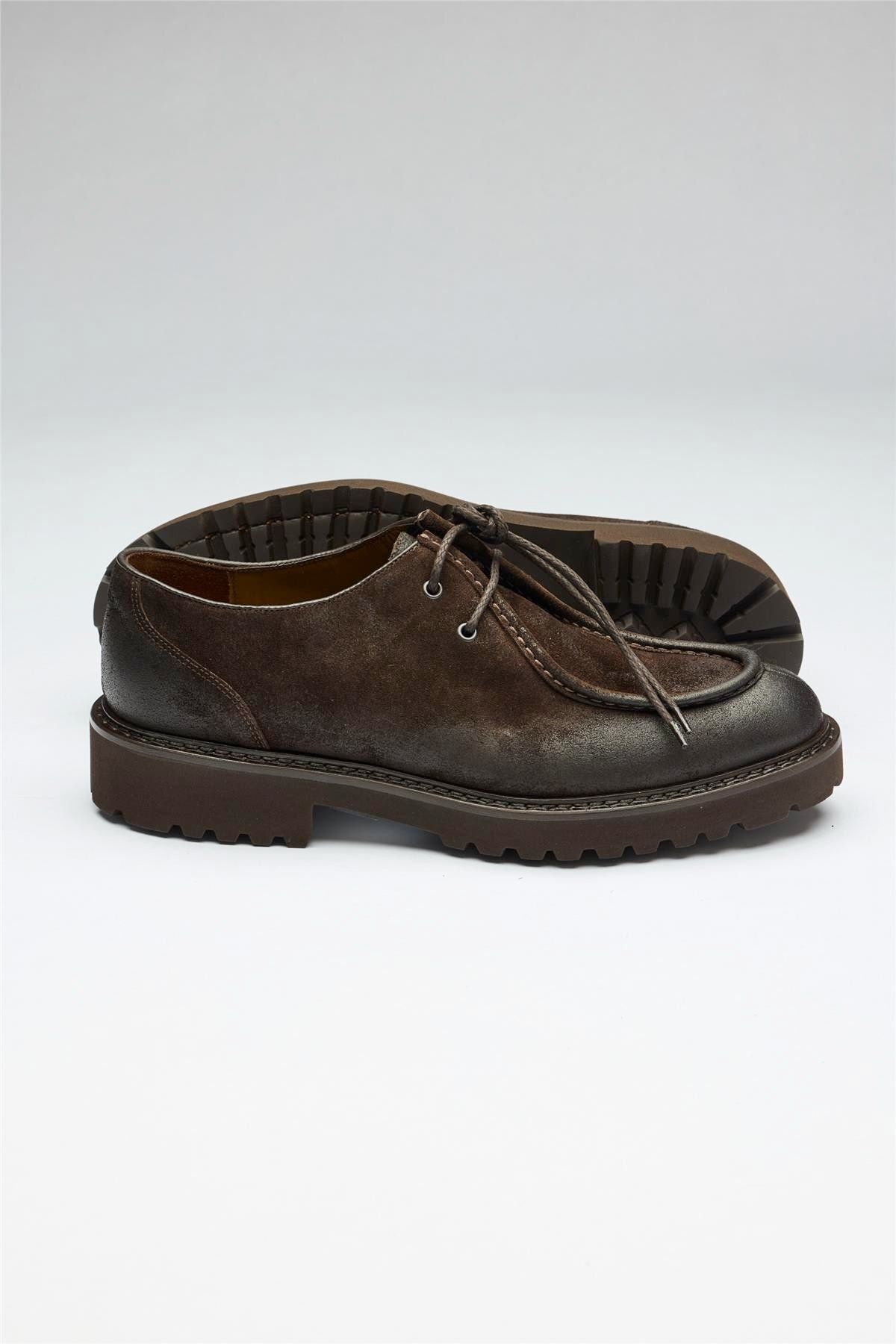 Doucals-Brown Laced Oiled Suede Shoes 2