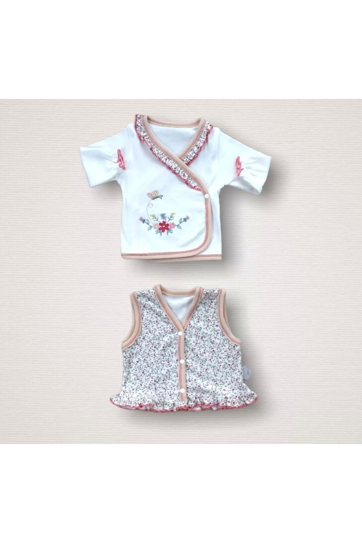 Eng-Redbud Crown Embroidered 100% Cotton Antibacterial Baby Girl 10-Piece Bodysuit Set Hospital Exit Pomegranate Flower 4