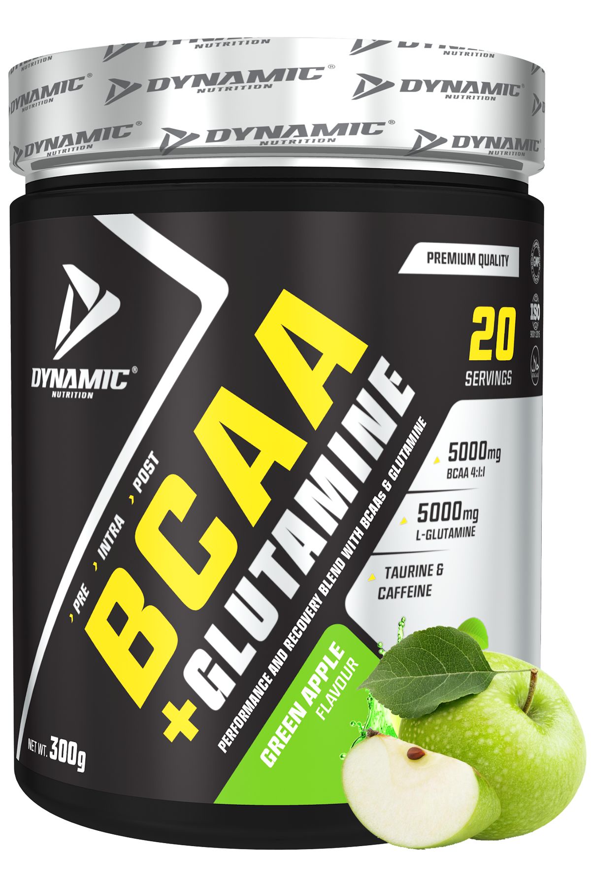 Dynamic Nutrition Yeşil Elma Aromalı Bcaa Glutamine 300 G - 20 Servis - Taurin Ve Kafein Ilaveli