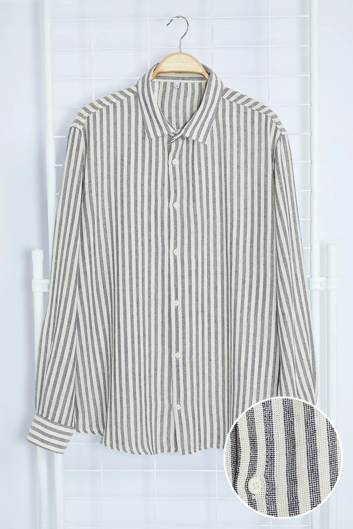 Trendyol Collection-Темно-синій в смужку Gomlek Regular Fit Regular Size TMNSS24AX00015 1