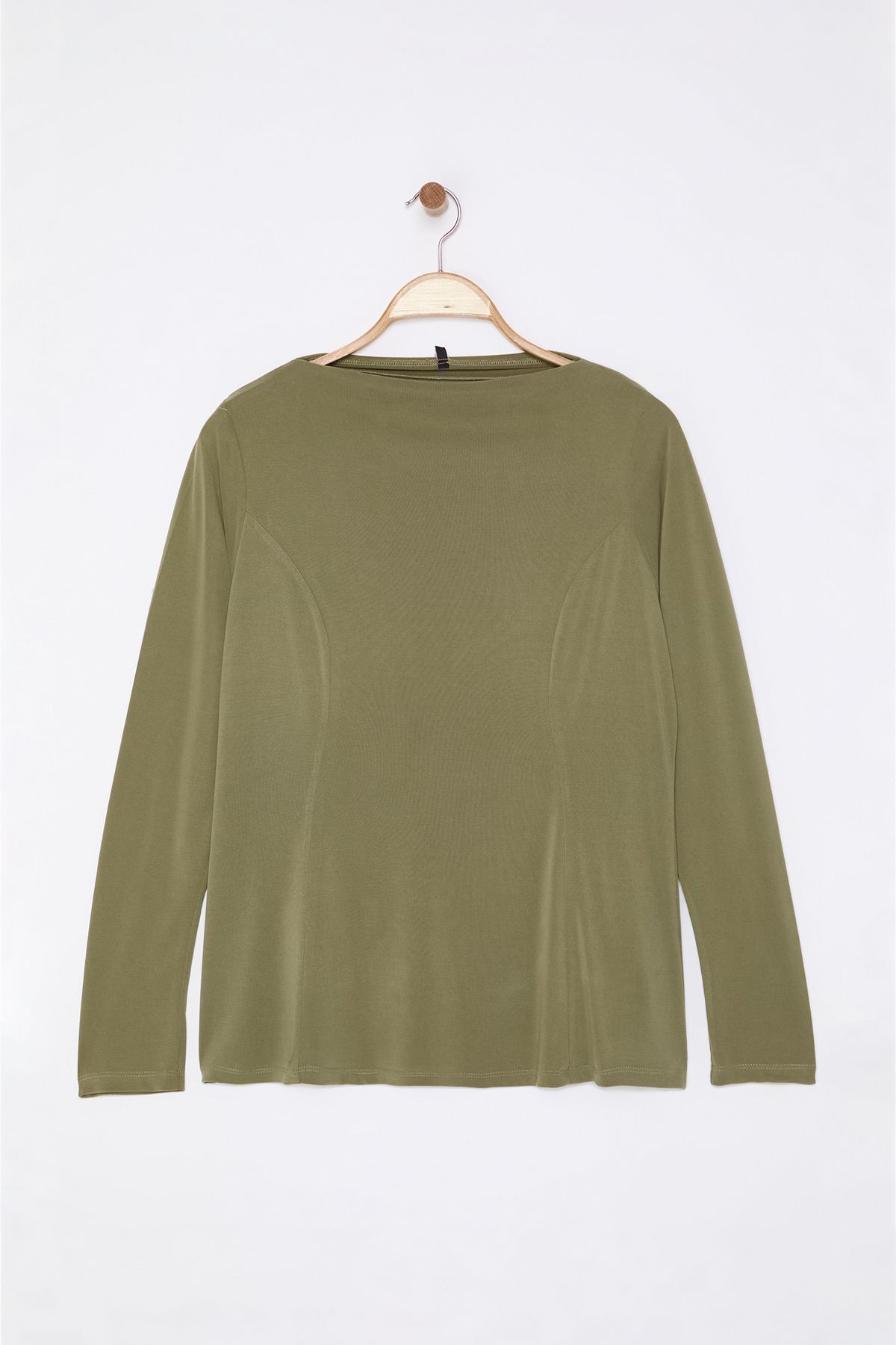 Trendyol Curve-Green Ribbed Stand Collar Blouse - Regular Fit Tbbaw25Af00043 6