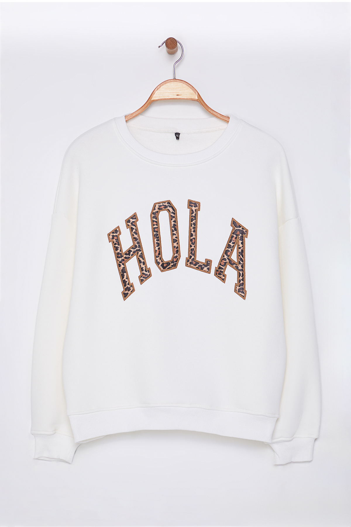 Trendyolmilla  Ekru Animal Leopar Slogan Baskılı Sweatshirt TEDAW25SW00080 - Görsel 5