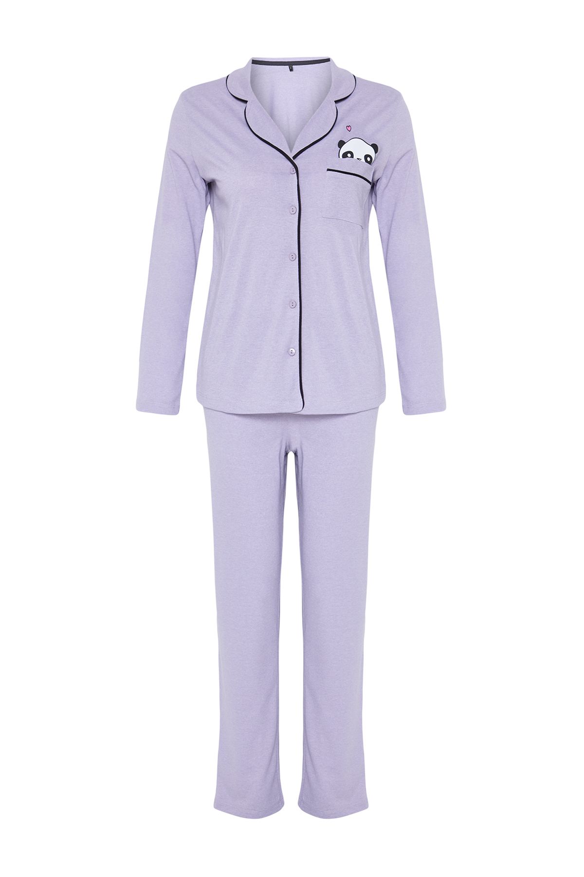 Trendyol Collection-Sada pyžama Lilac Cotton Panda s potiskem - THMAW21PT0245 7