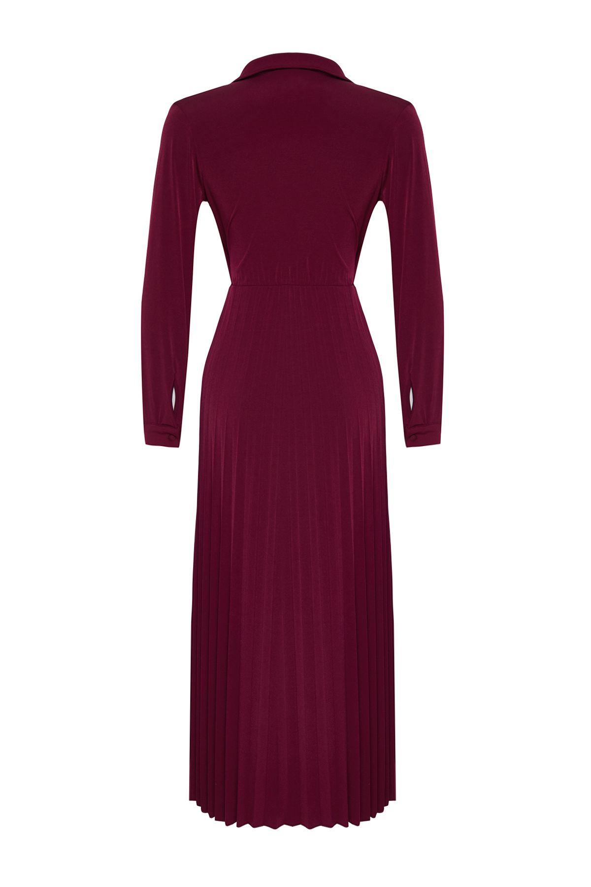 Trendyol Modest-Knitted Burgundy Dress - Tctaw25Eb00138 7