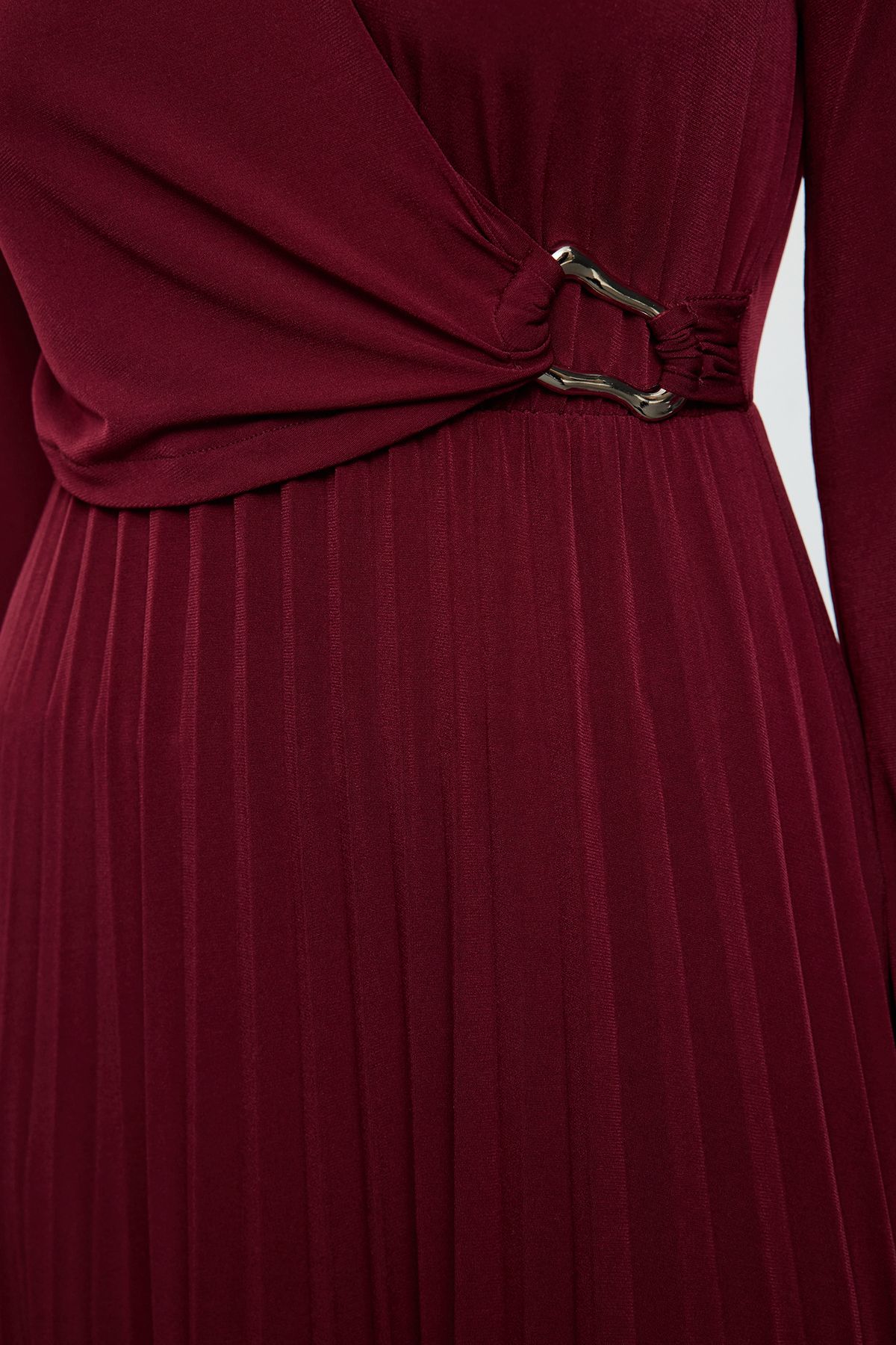 Trendyol Modest-Knitted Burgundy Dress - Tctaw25Eb00138 4