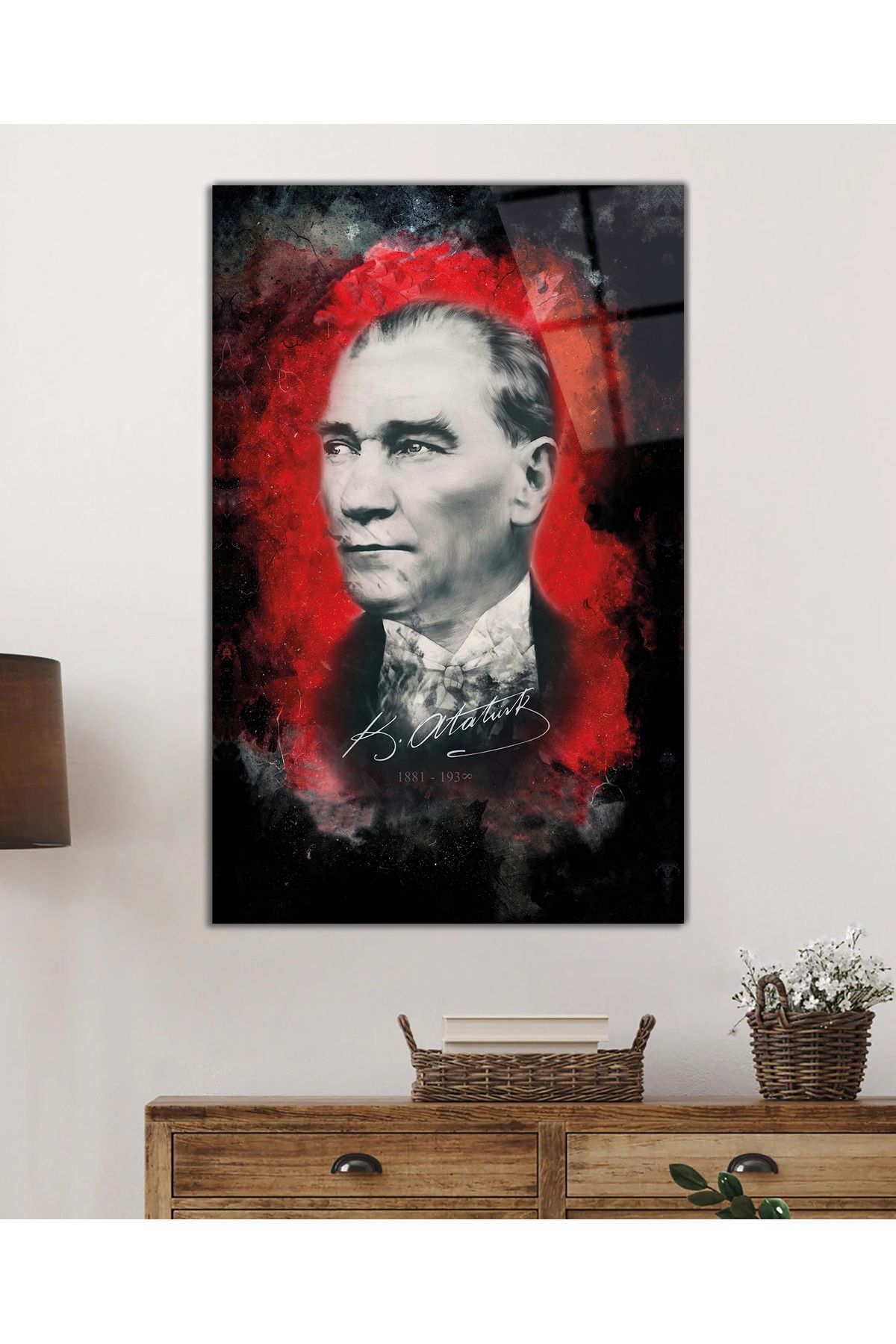 ArtNoia İmzalı Mustafa Kemal Atatürk Portresi Cam Tablo