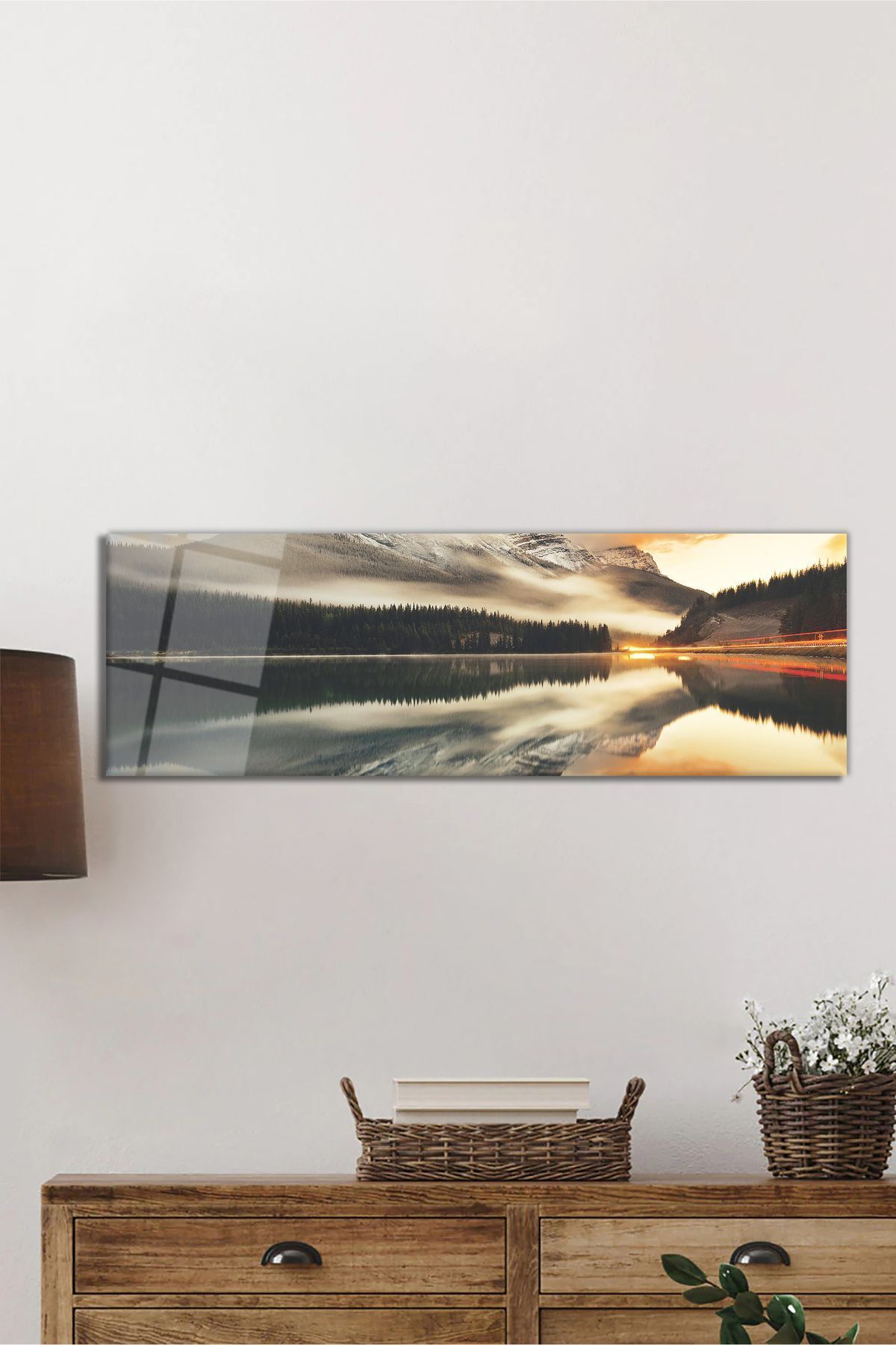 ArtNoia Orman Gökyüzü ve Yansıması Panorama Cam Tablo