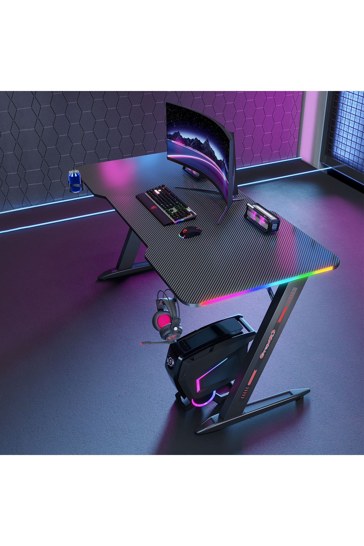 KARR OFFICE Thunder RGB Aydınlatmalı Oyuncu Masası