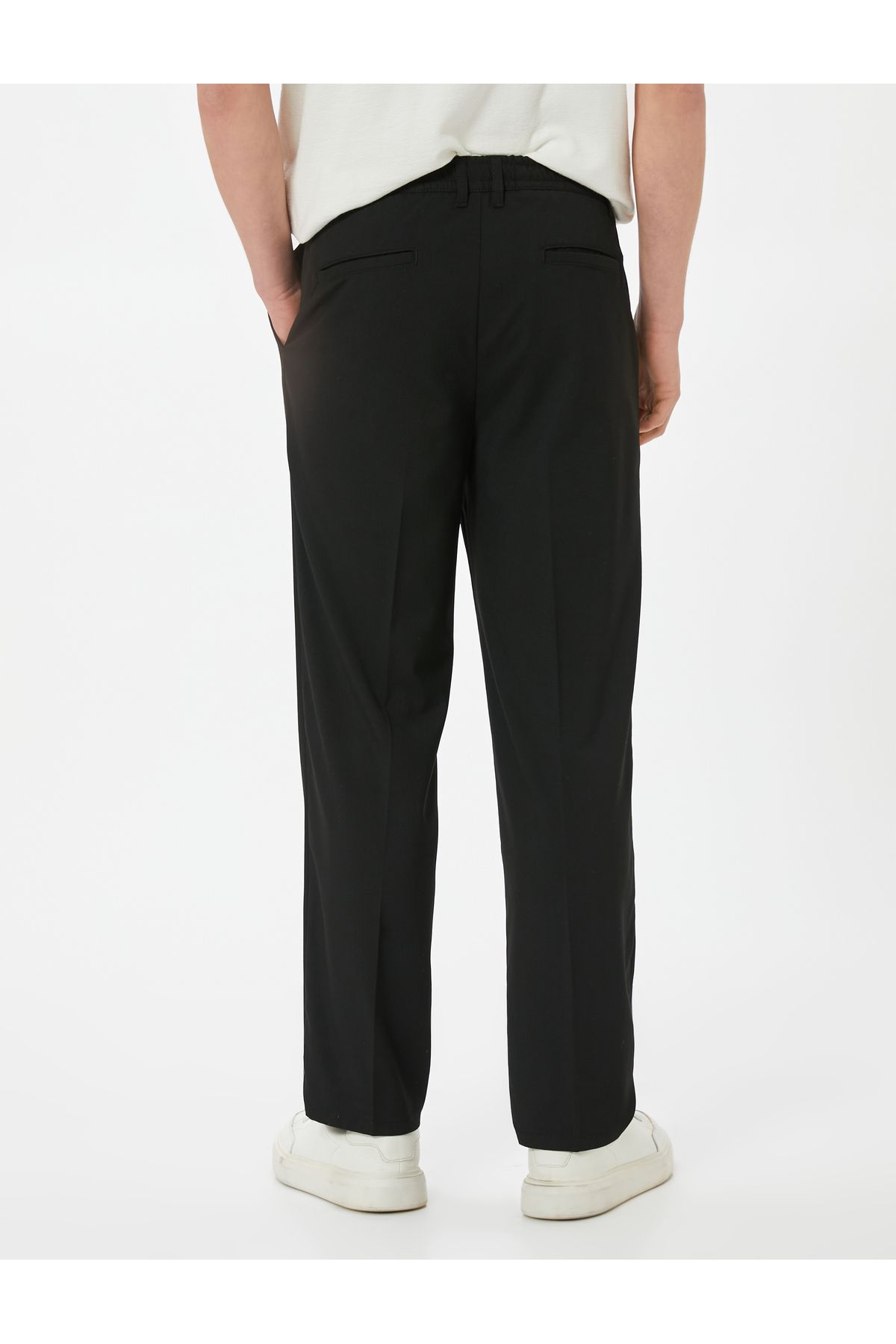 Koton-Pleated Chino Fabric - Trousers with Buttons and Pocket Detail 4