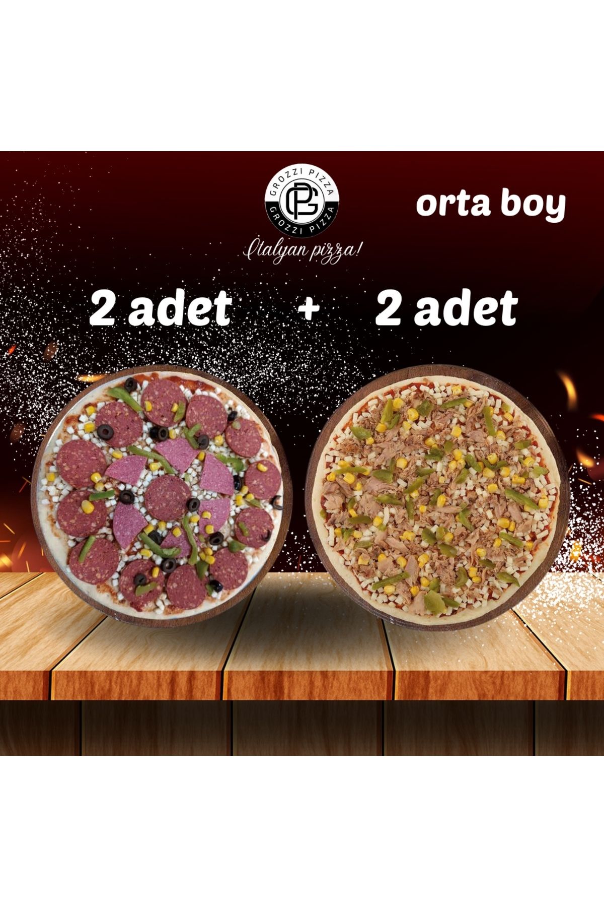 GROZZI Karışık Pizza 2 Adet 385 gram, Ton Balıklı Pizza 2 Adet 390 gram