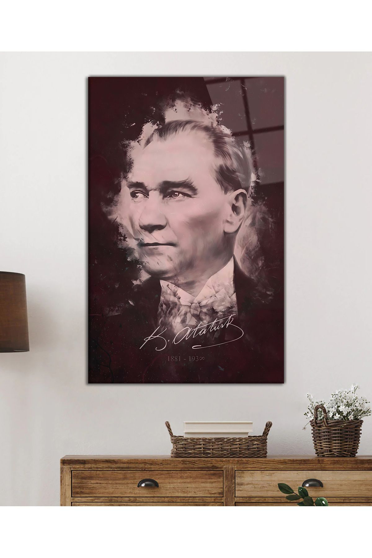ArtNoia İmzalı Mustafa Kemal Atatürk Portresi Cam Tablo
