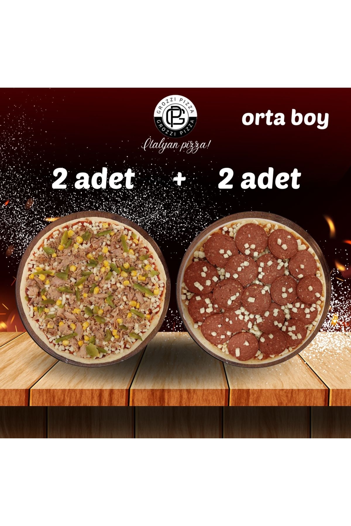 GROZZI TON BALIKLI PİZZA 2 ADET 390 GRAM, SUCUKLU PİZZA 2 ADET 400 GRAM