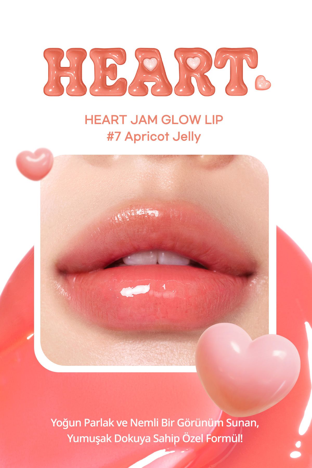 PERIPERA-PERIPERA Heart Jam Glow Lip - مرطب مكثف، بلسم لامع (7 جيلي بالمشمش) (لوتري محظوظ) 3