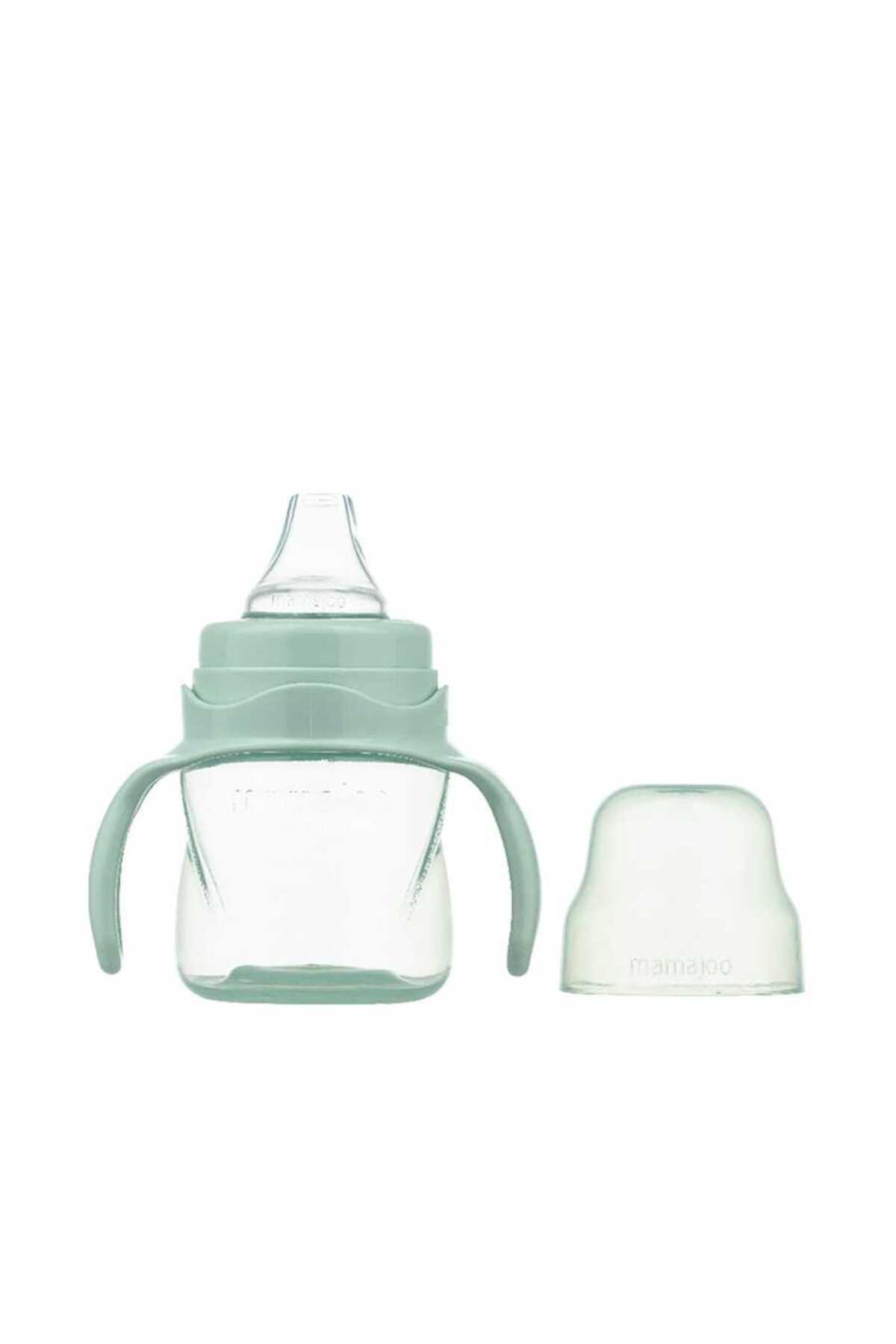 Mamajoo Antikolik Akıtmaz Alıştırma Bardağı 160 ml & İkili Ergonmik Beslenme Kaşığı - Powder Green fotoğrafı 3 (önizleme)