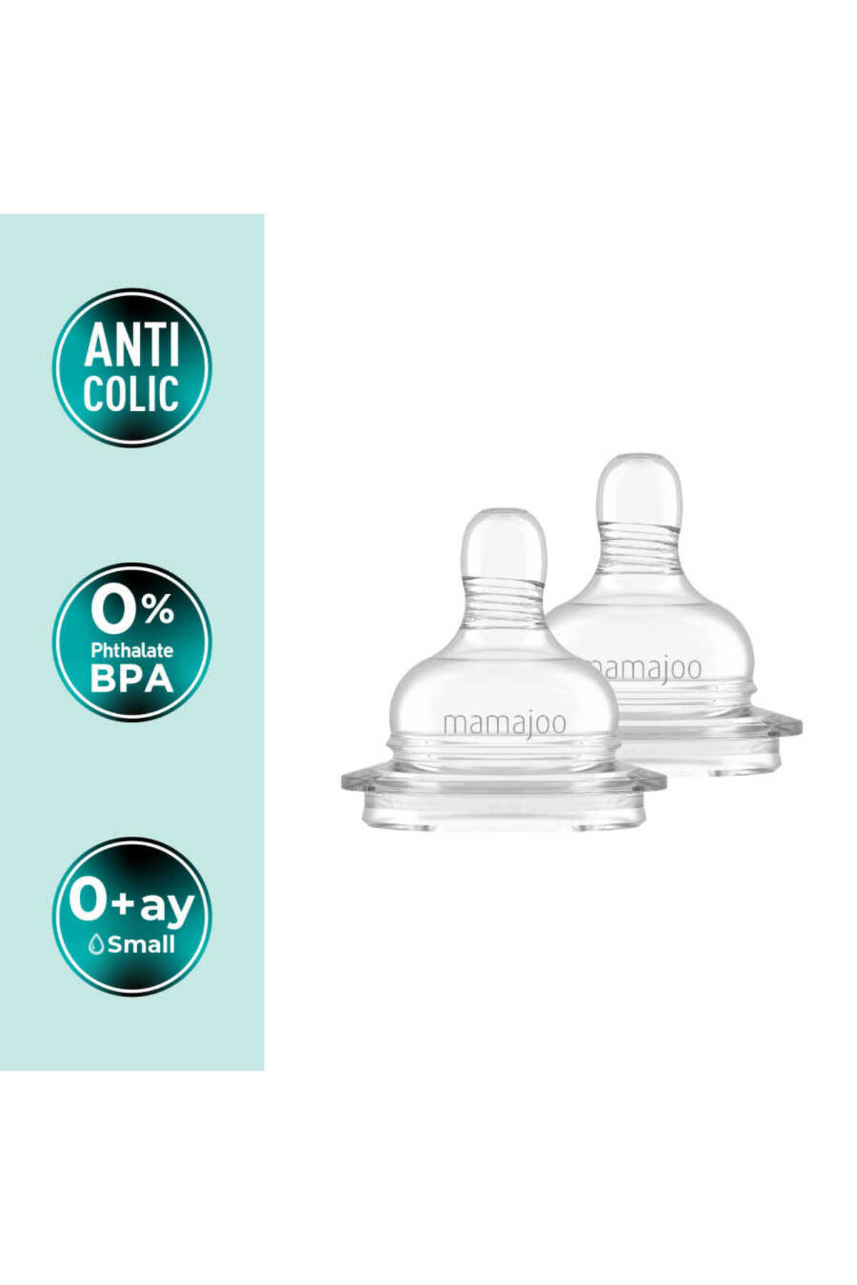Mamajoo Antikolik Biberon Emziği Seti 0 Ay+ | Yavaş Akışlı, İkili - Saklama Kabı Hediyeli fotoğrafı 2 (önizleme)
