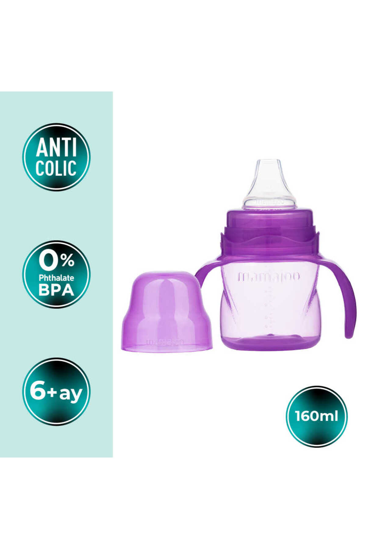 Mamajoo Damlatmaz Eğitici Kulplu Bardak, 160 Ml, Mor, 6 Ay , 1 Adet fotoğrafı 2 (önizleme)