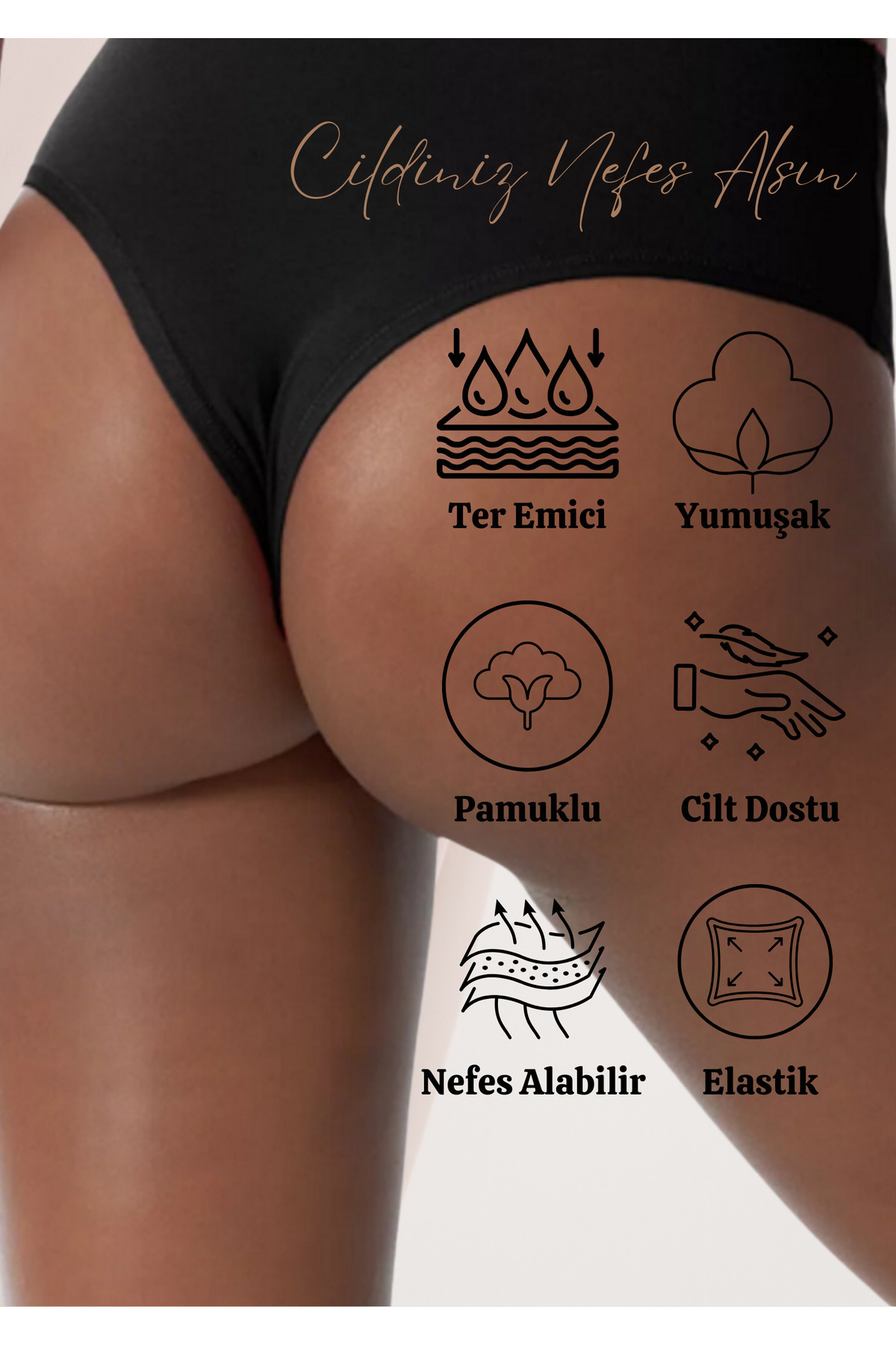 red iç giyim-High Waist Women's Cotton Thong Economic Pack of 5 2