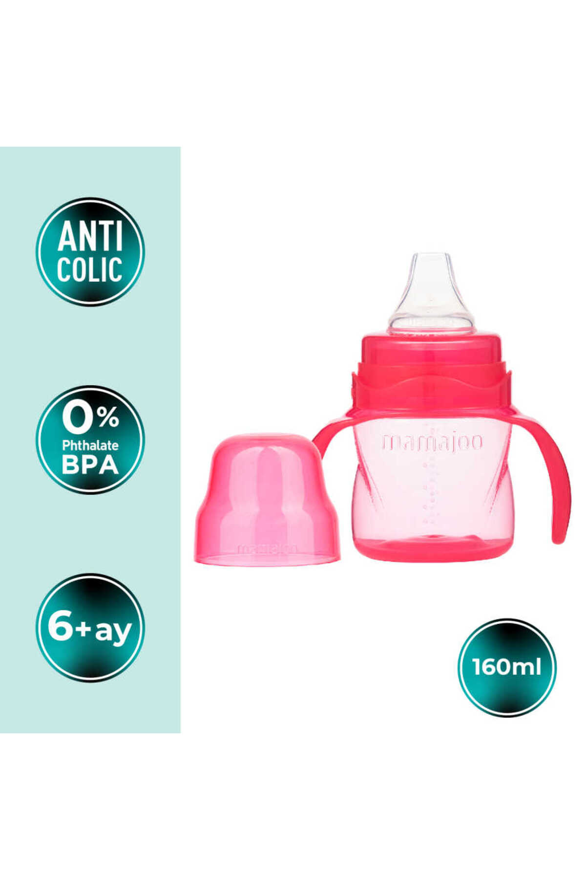Mamajoo Yumuşak Uçlu Kulplu Eğitici Bardak 160 Ml Pembe 6 Ay+ fotoğrafı 2 (önizleme)