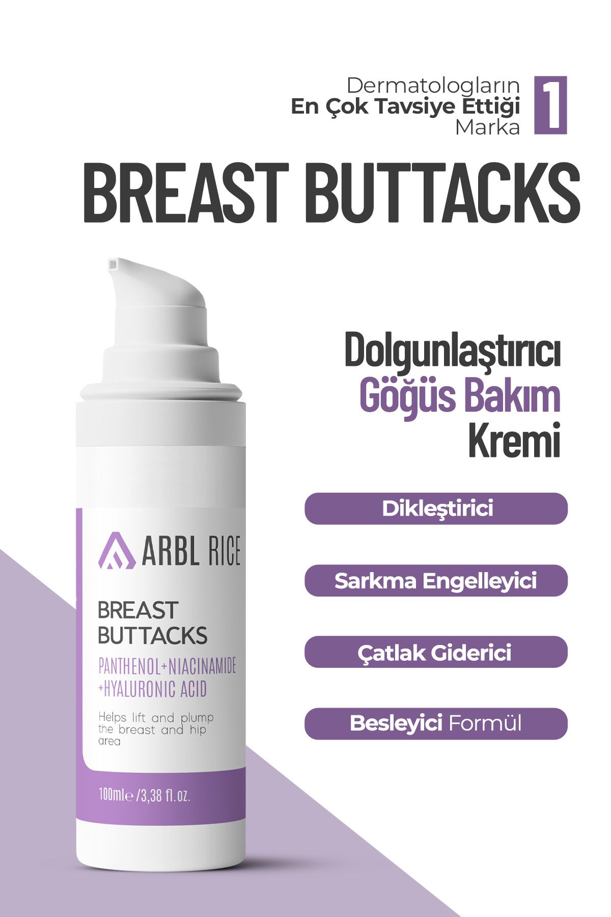 ARBLRICE Göğüs Ve Kalça Dikleştirici & Dolgunlaştırıcı , ,sıkılaştırıcı Göğüs Bakım Kremi 100ml