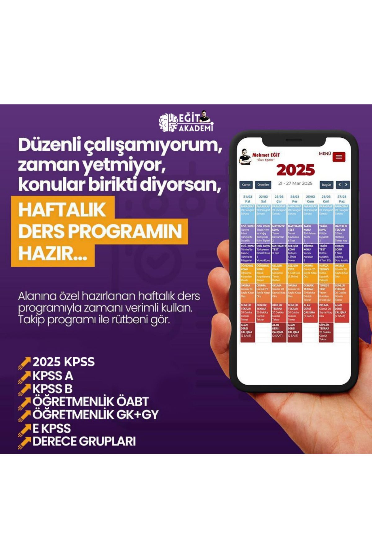 Eğit Akademi KPSS Ders Çalışma ve Takip Programı Mehmet Eğit (Online Üründür)