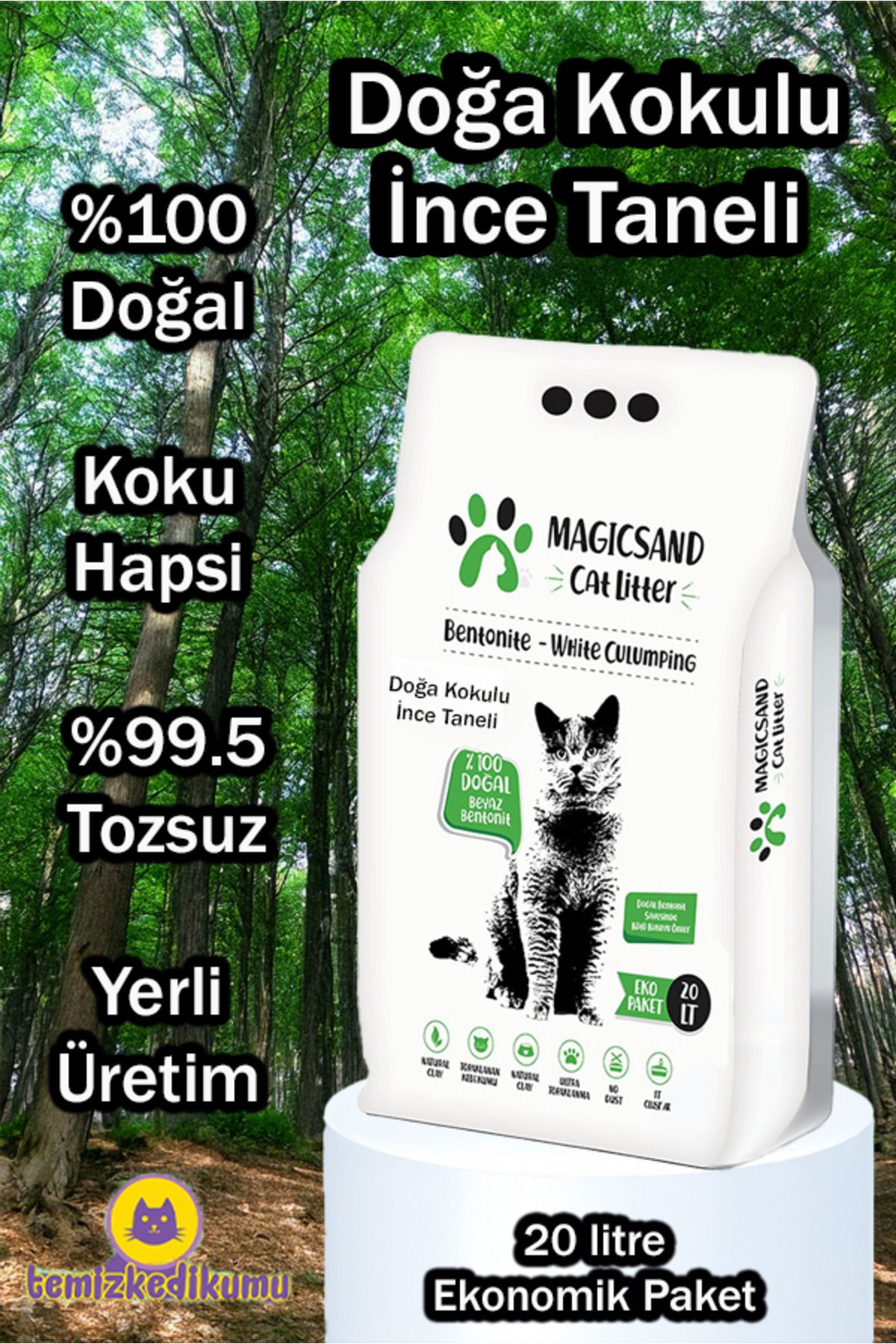 magicsand Doğa Kokulu Kedi Kumu 20 Lt Ince Taneli