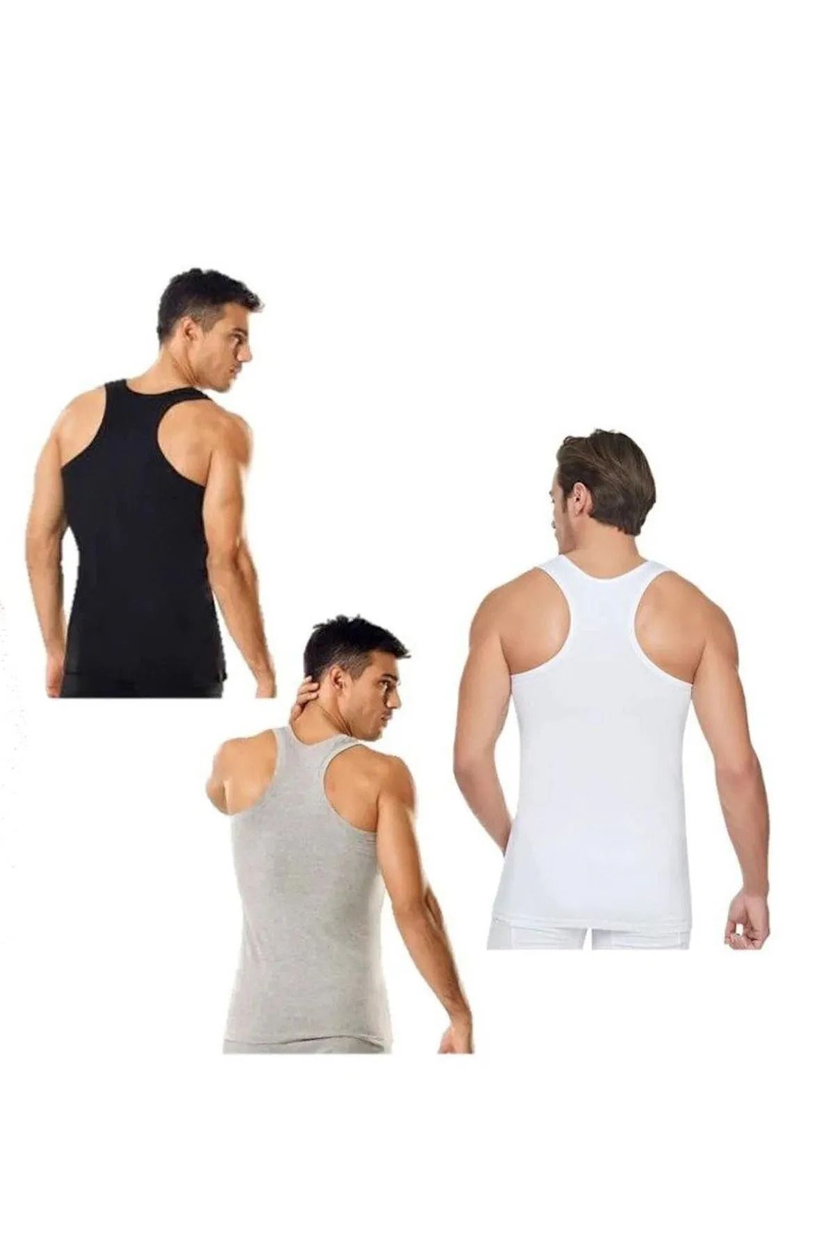 Tutku-Men's Athlete Undershirt - 3 Pcs Black Gray White 1