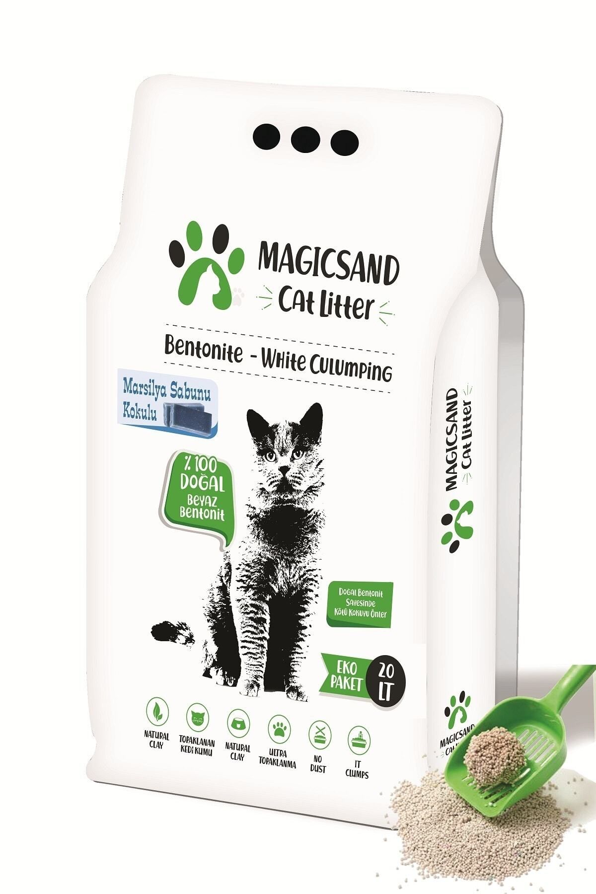 magicsand Marsilya Sabun Kokulu Kedi Kumu 20 Lt Kalın Taneli