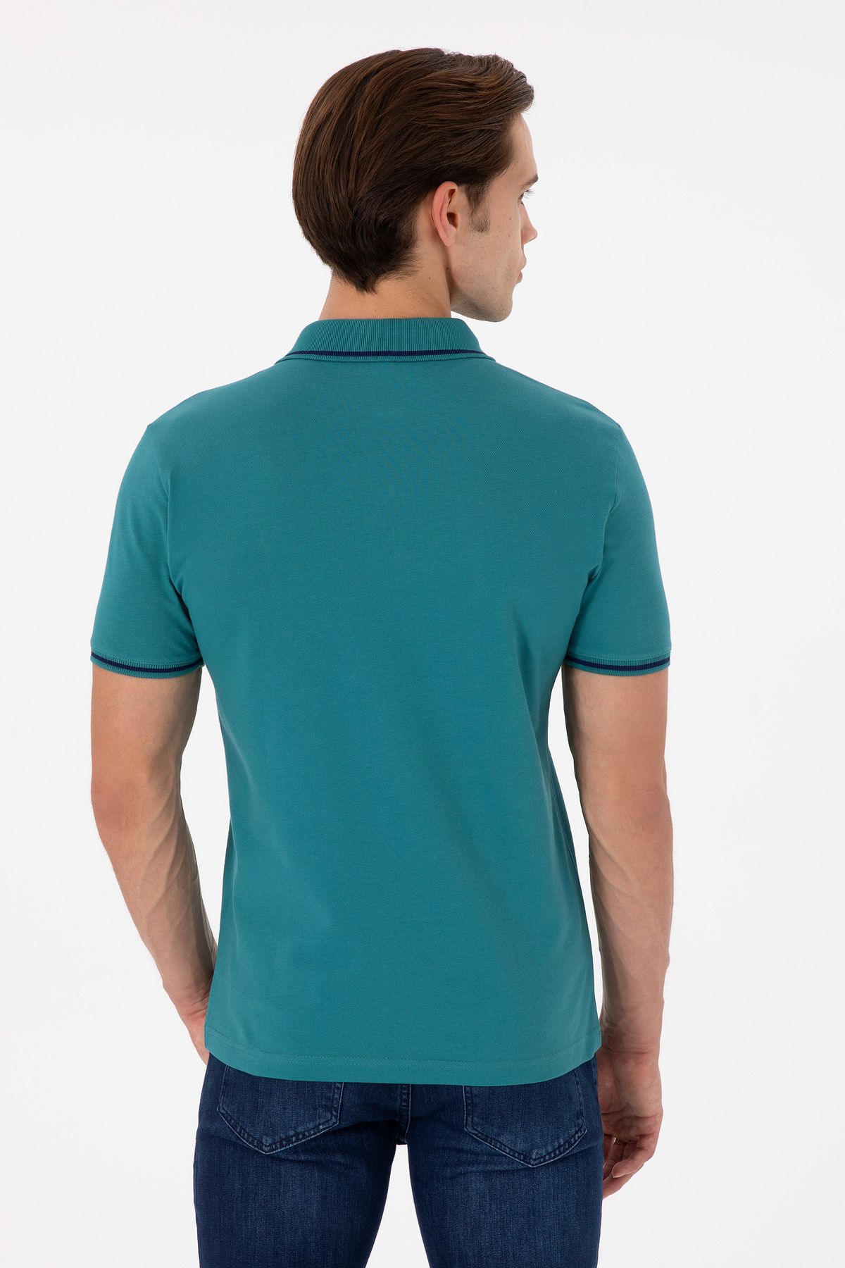 تی شرت یقه پولو سبز مردانه پایه تیره U.S. Polo Assn.