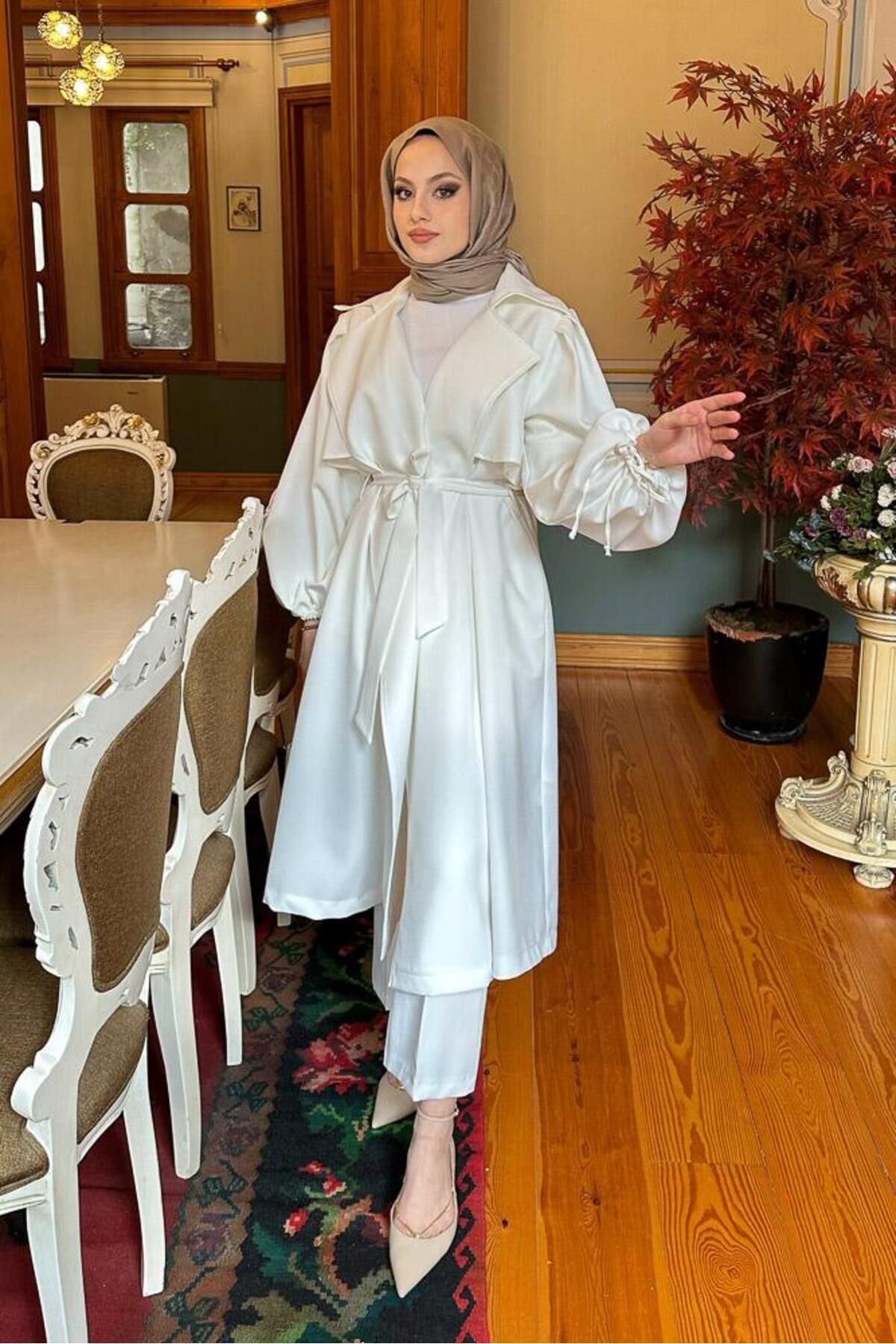 Oven-Ecru Misha Crepe Trench 7