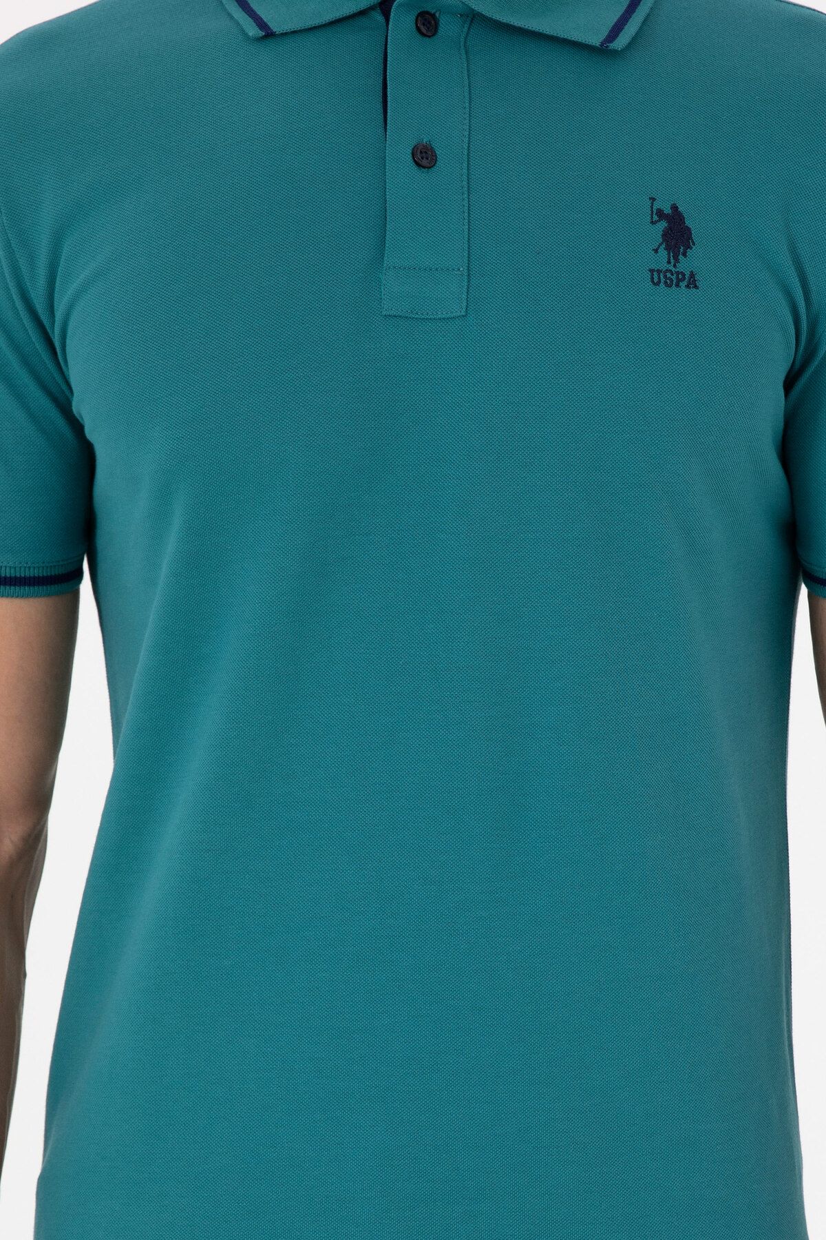 تی شرت یقه پولو سبز مردانه پایه تیره U.S. Polo Assn.