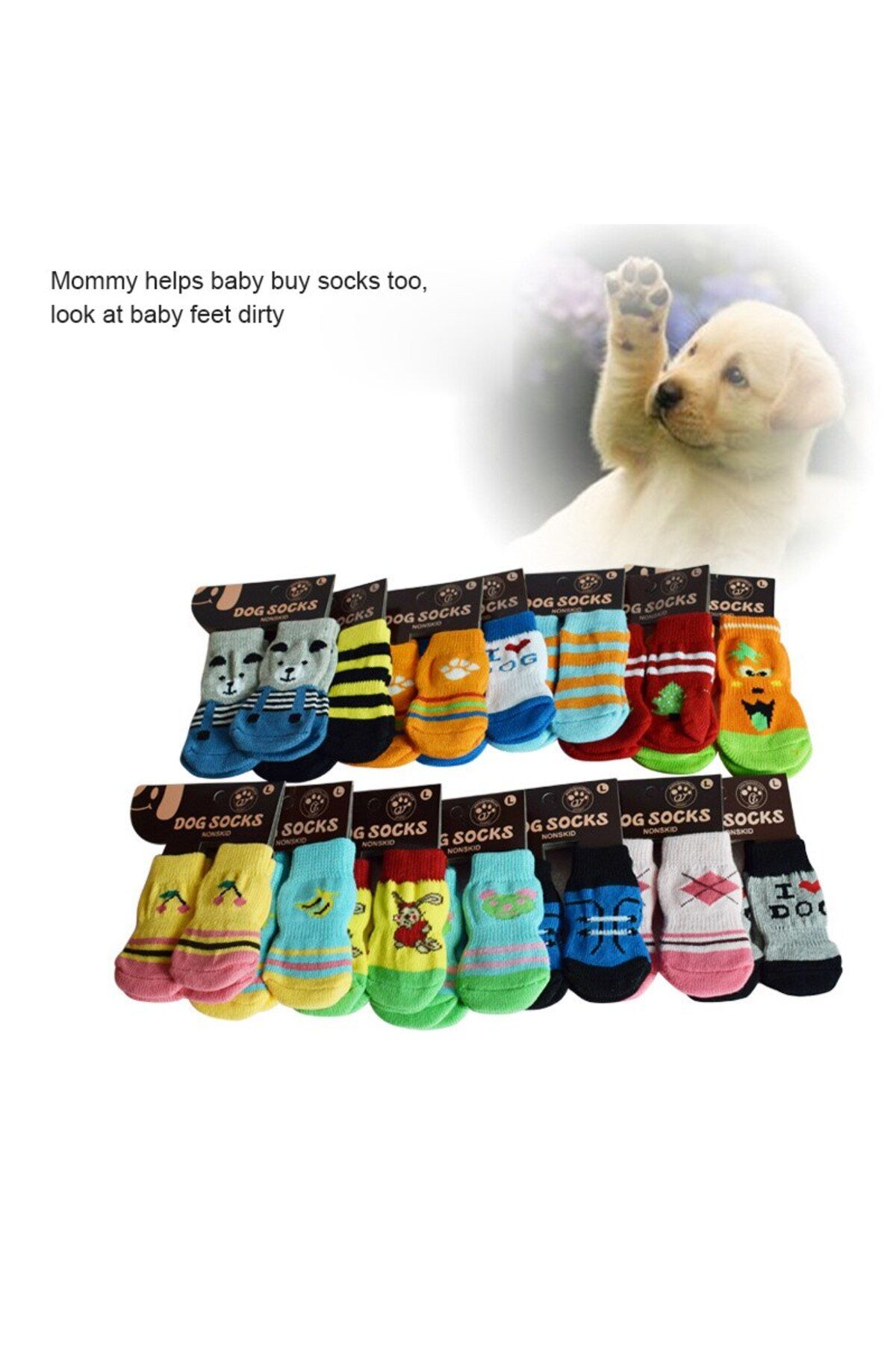 NİLİN VADİSİ-Cat Dog Anti-Slip Knitted Socks 1