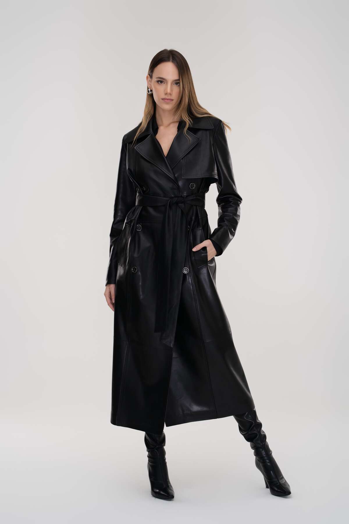 HYPNOTIC HUMAN  Kruvaze Deri Palto - Görsel 7