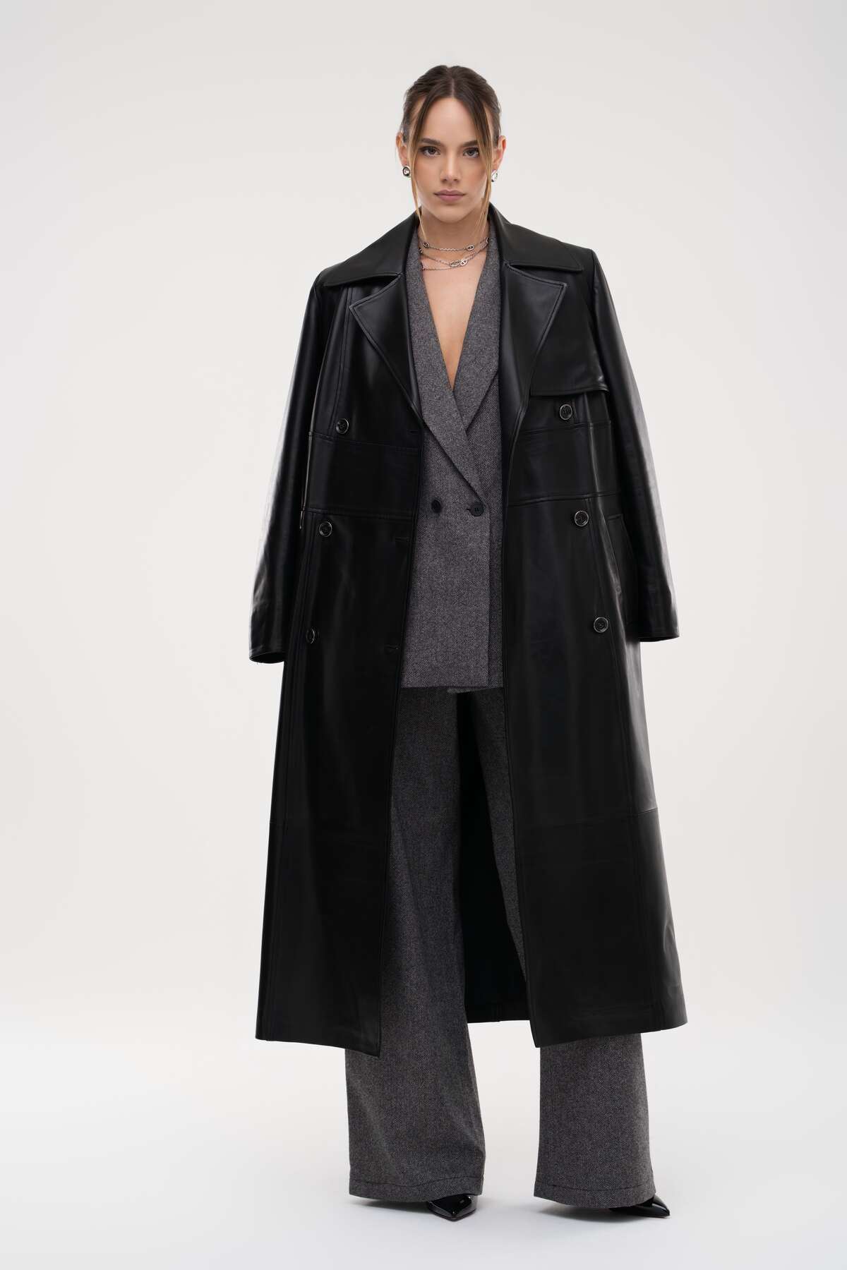 HYPNOTIC HUMAN  Kruvaze Deri Palto - Görsel 4