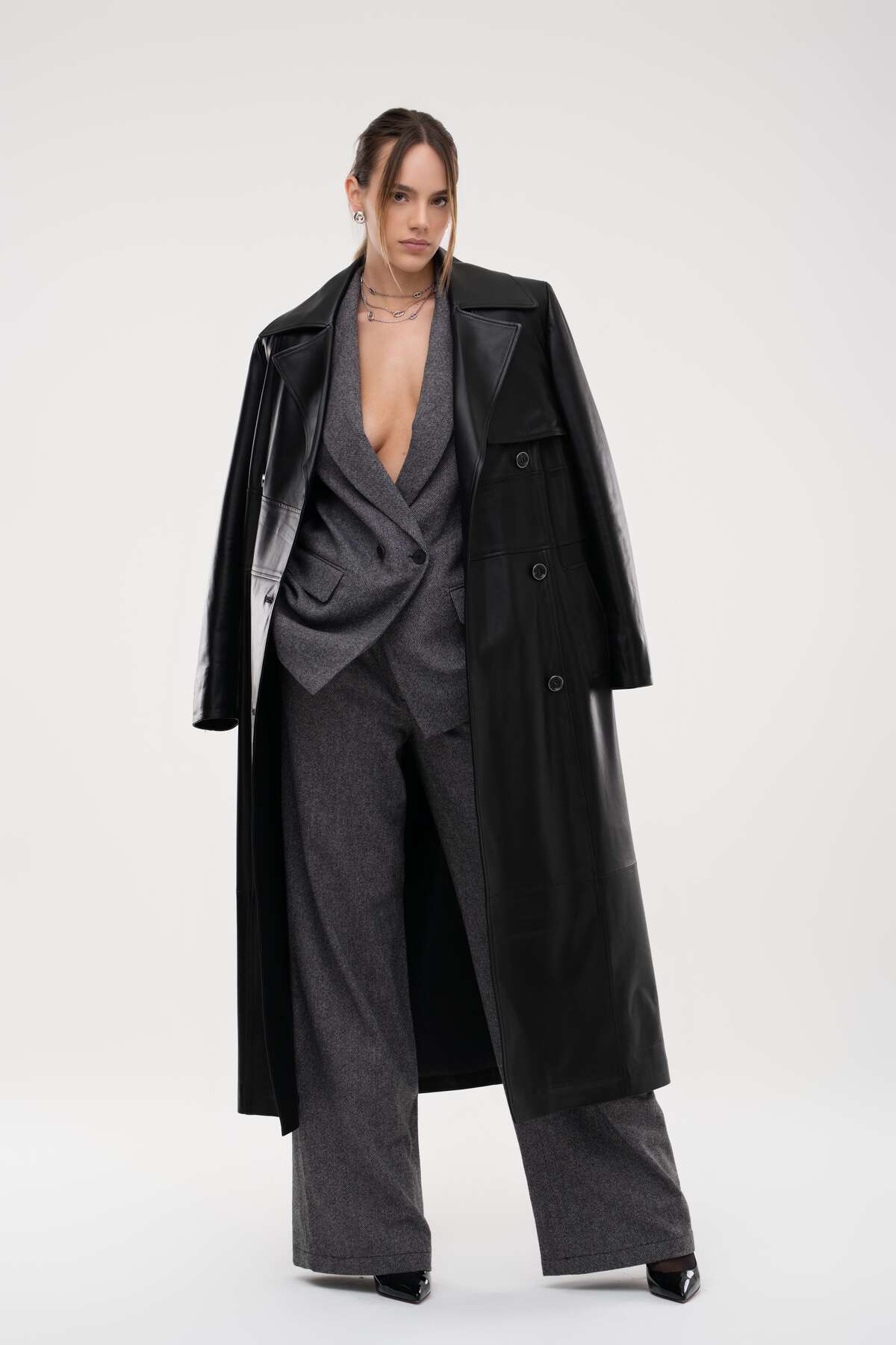 HYPNOTIC HUMAN  Kruvaze Deri Palto