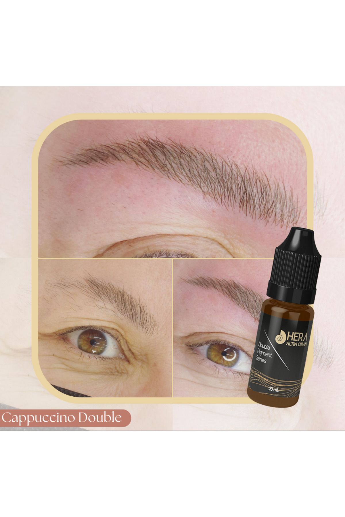 رنگ ابرو چند آرایش دائمی و میکروبلادینگ 3 قطعه 10 میل قهوه ترکی لاته Hera Altın Oran
