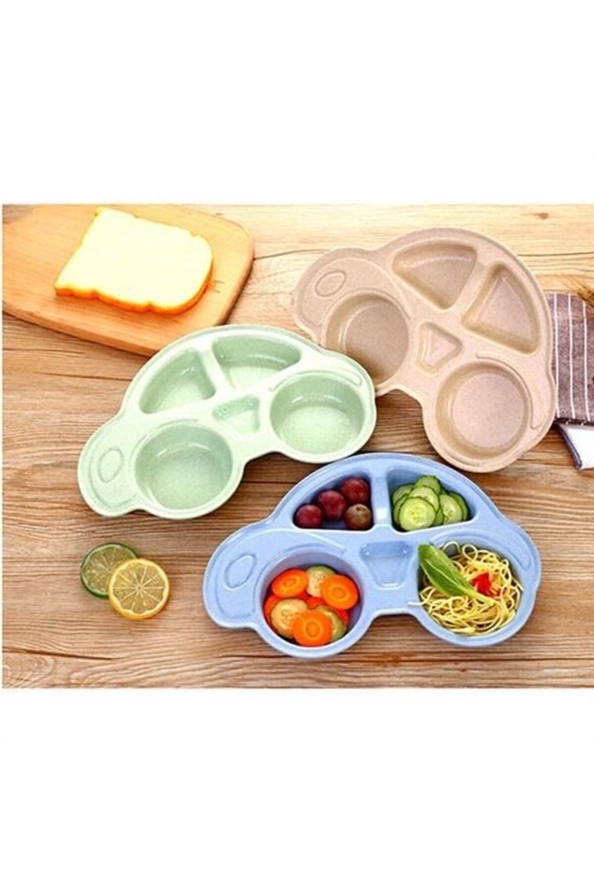 HerEveOyuncak Bebekler İçin Araba Şeklinde Sevimli Mama Tabağıı Çocuk Tabldot (u5) fotoğrafı 3 (önizleme)