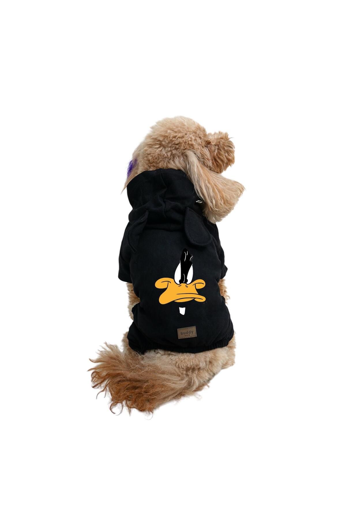 Kedi & Köpek Tulum / Pijama Serisi - Duffy Duck Baskılı Siyah Tulum